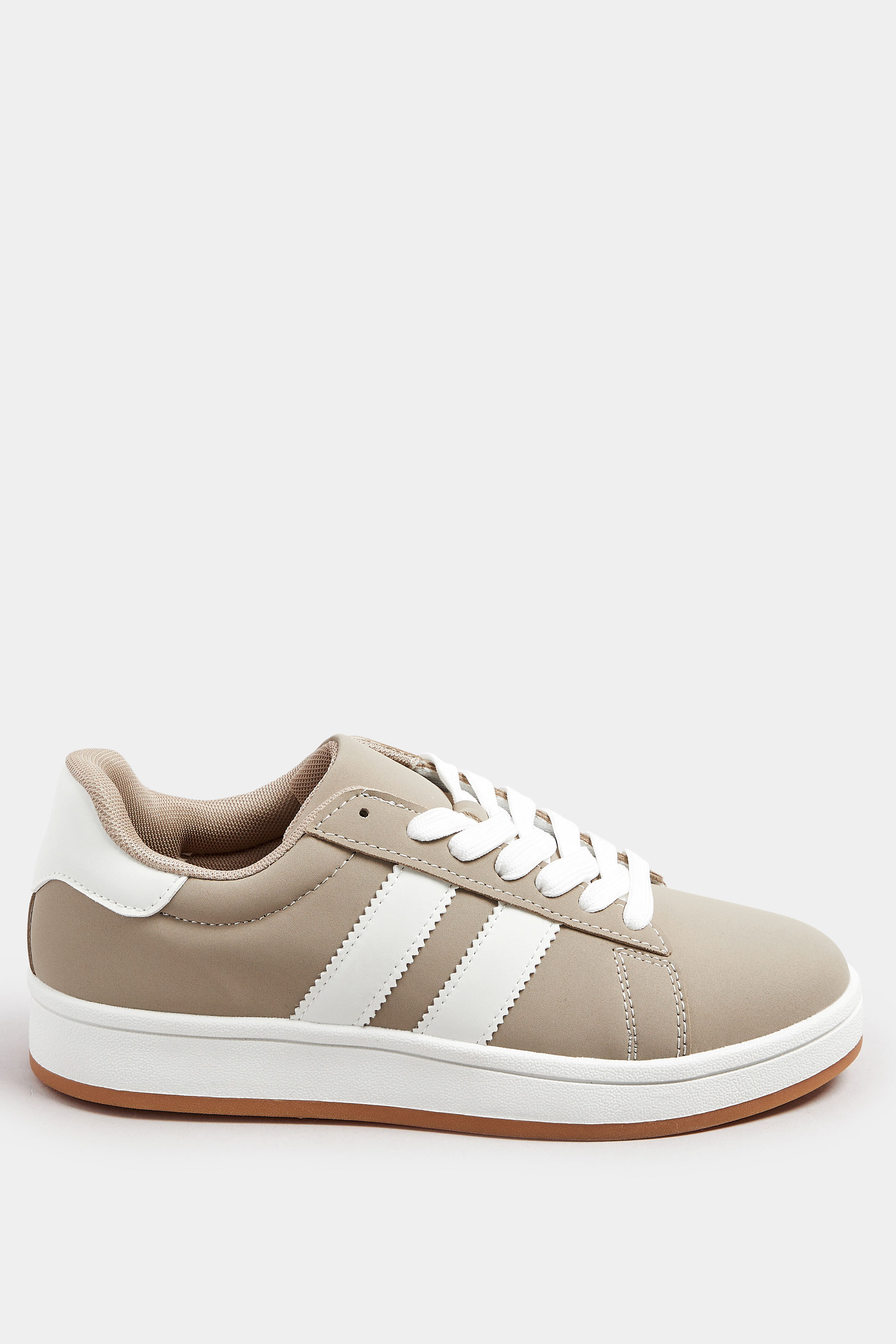 Mocha Brown Padded Lace Up Trainers In Wide E Fit | Yours Clothing 3