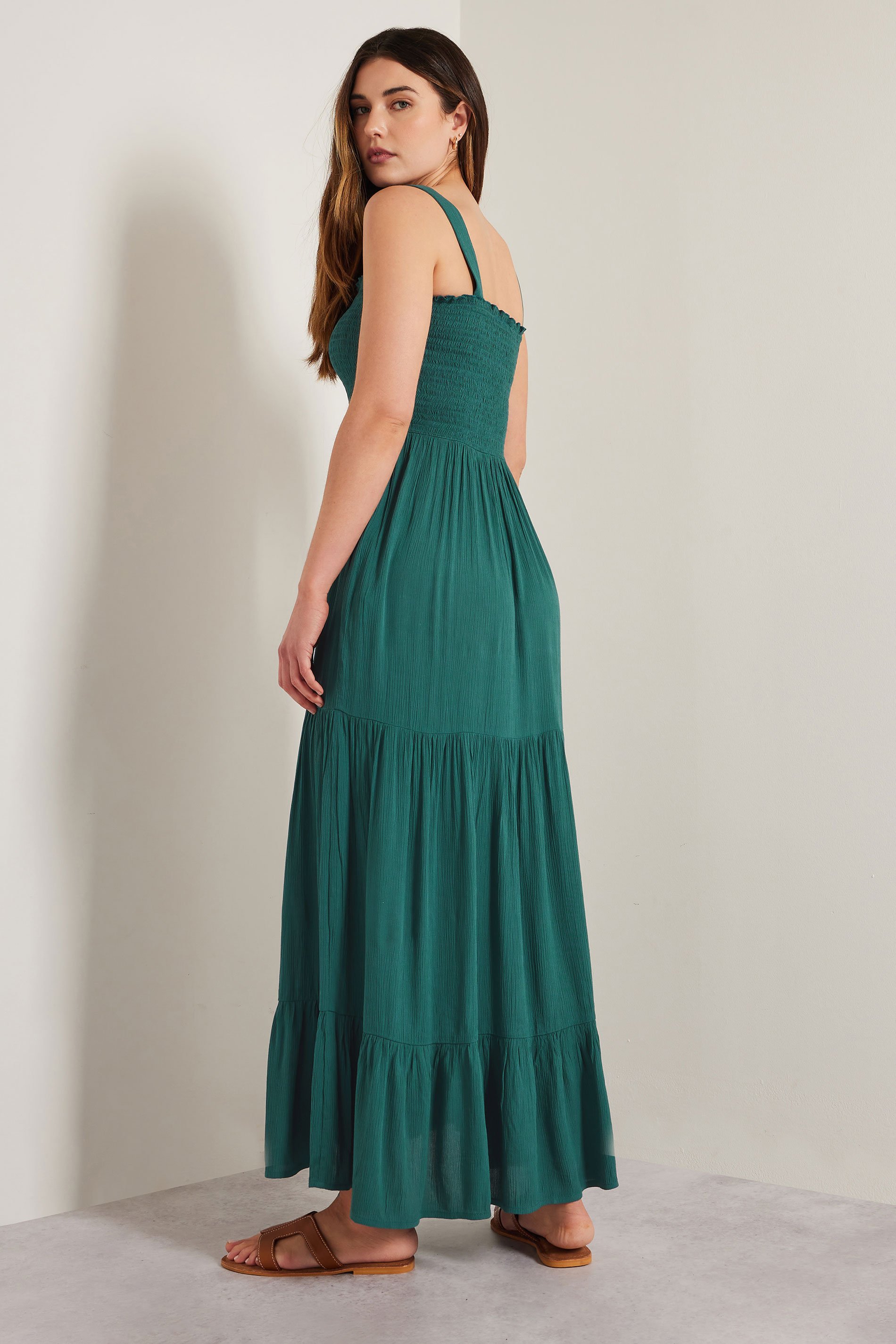 LTS Tall Teal Green Shirred Maxi Dress | Long Tall Sally 5