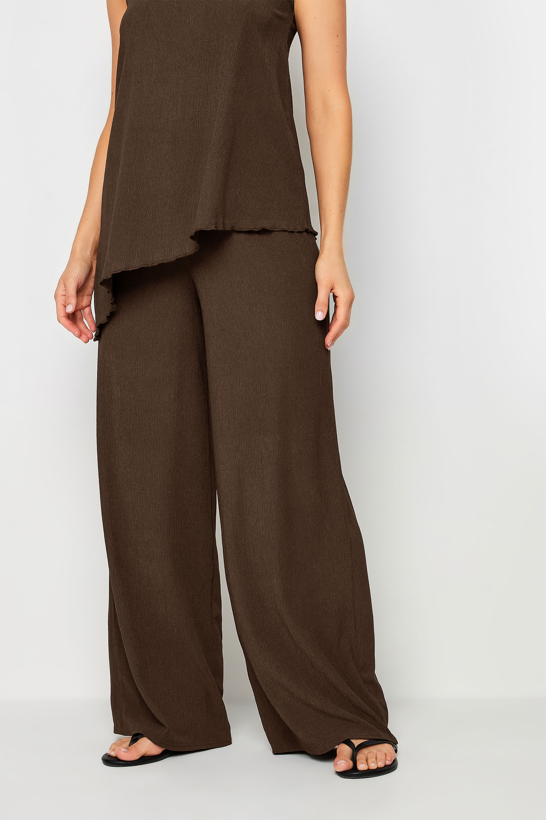 LTS Tall Women's Black Textured Wide Leg Trousers | Long Tall Sally  5