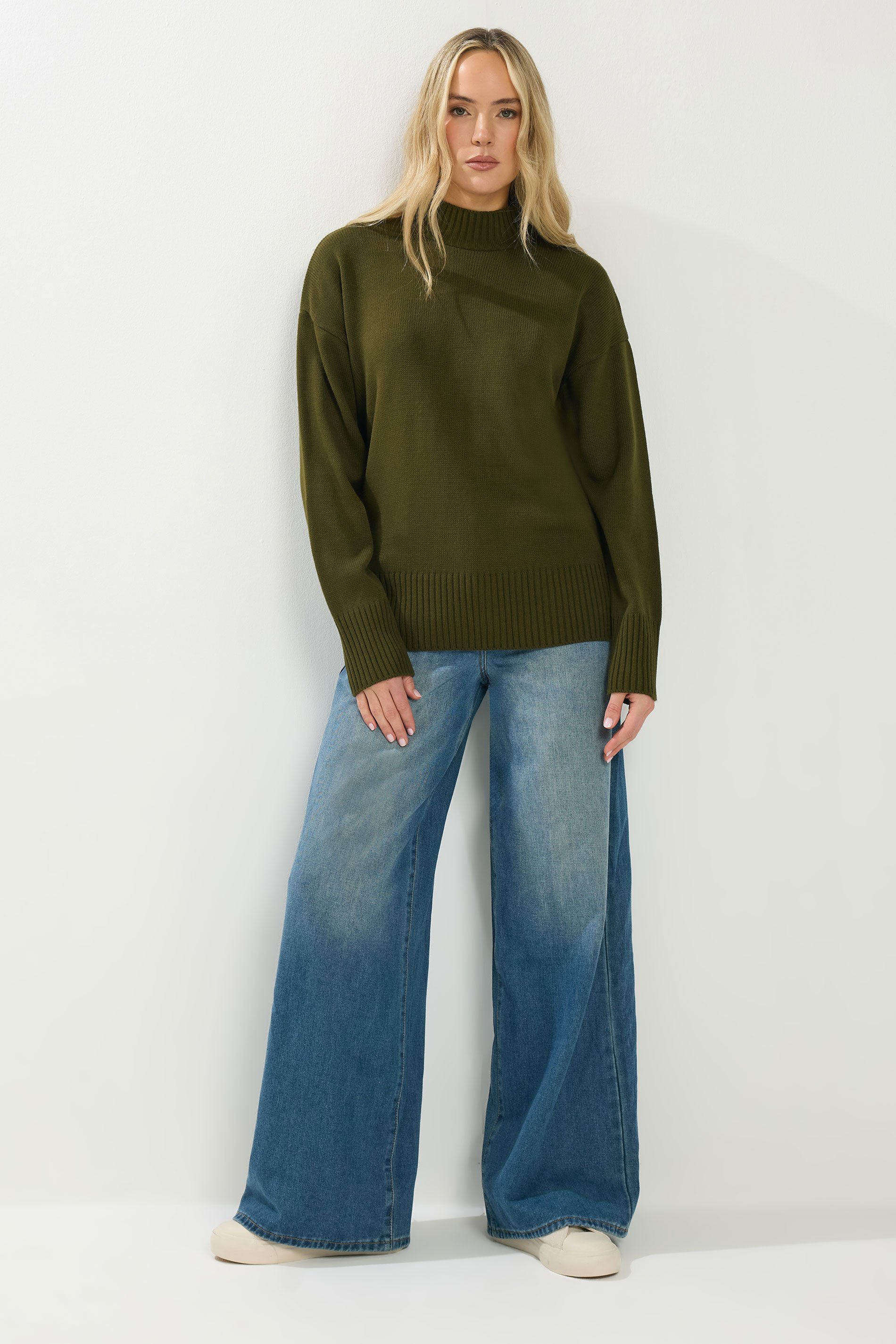 LTS Tall Women's Olive Green High Neck Jumper | Long Tall Sally 2
