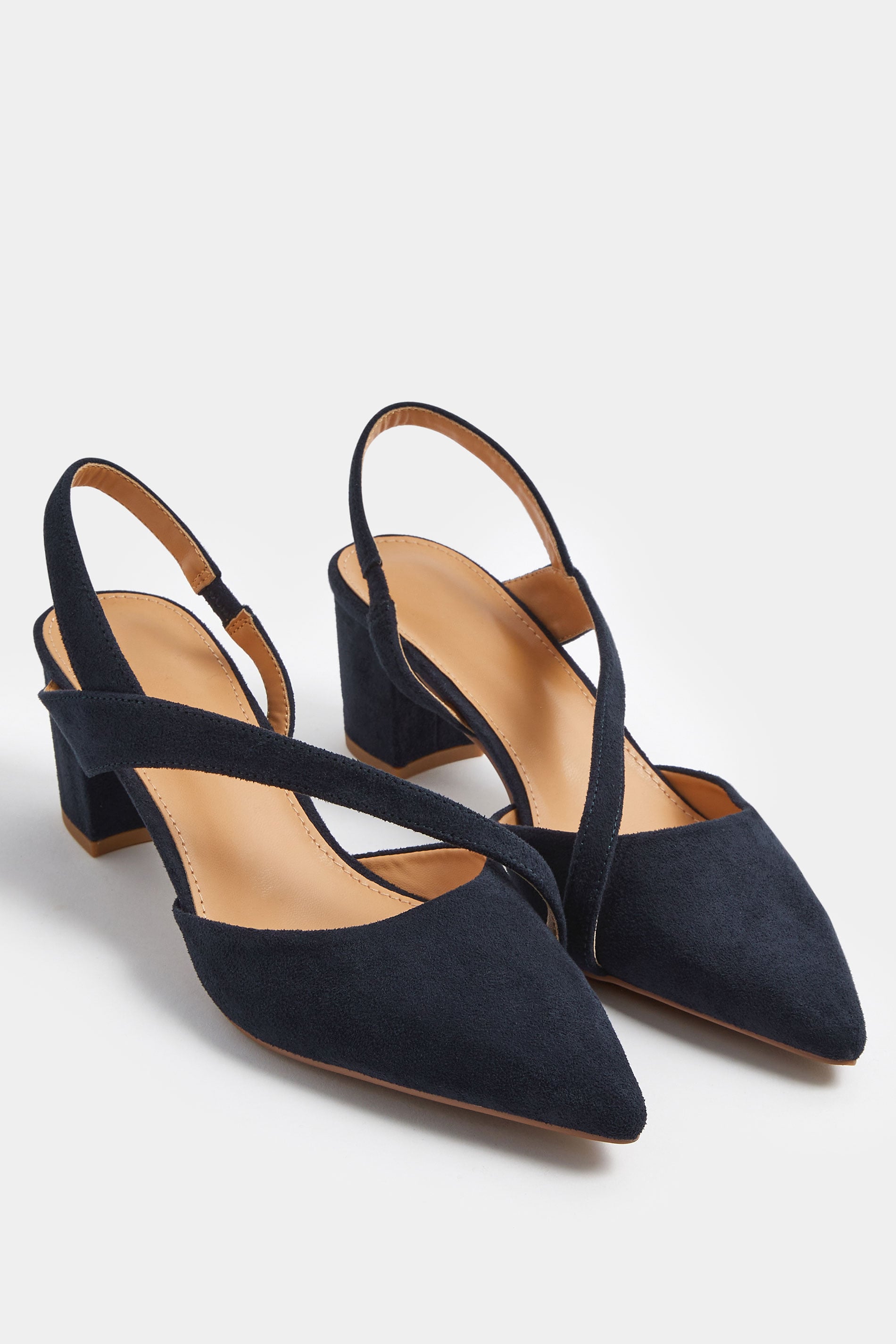 LTS Navy Blue Asymmetric Slingback Heel In Standard Fit | Long Tall Sally 3
