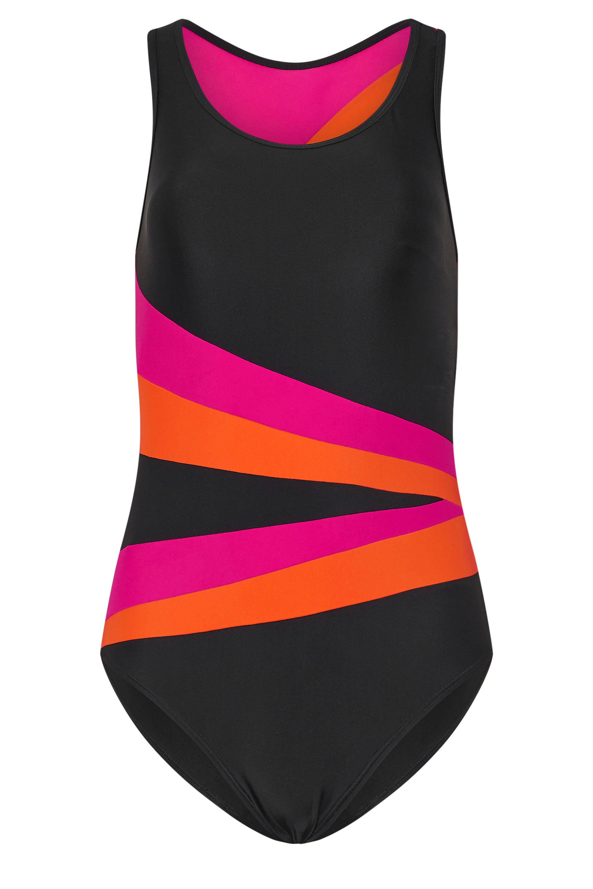 LTS Tall Womens Black & Pink Contrast Swimsuit | Long Tall Sally 5