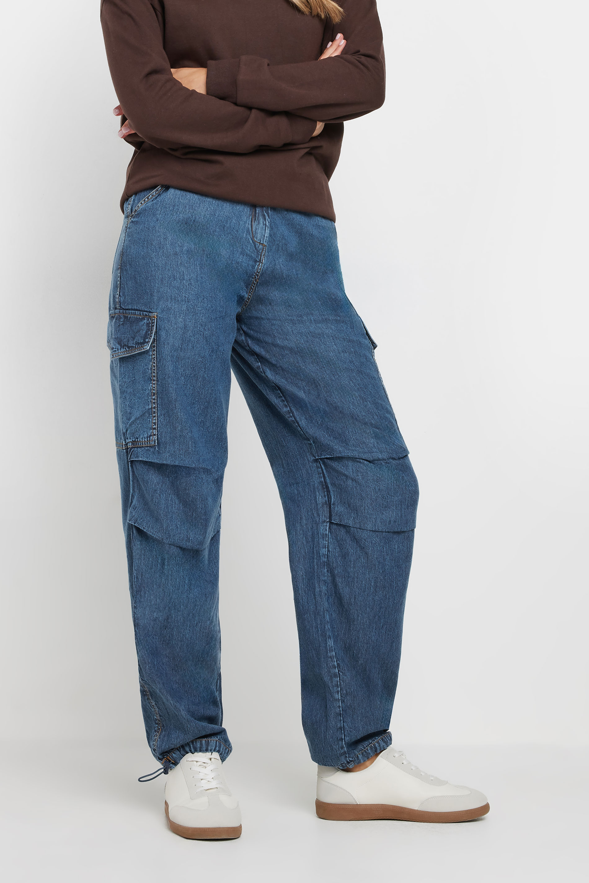 LTS Tall Women's Blue Denim Parachute Trousers | Long Tall Sally 2