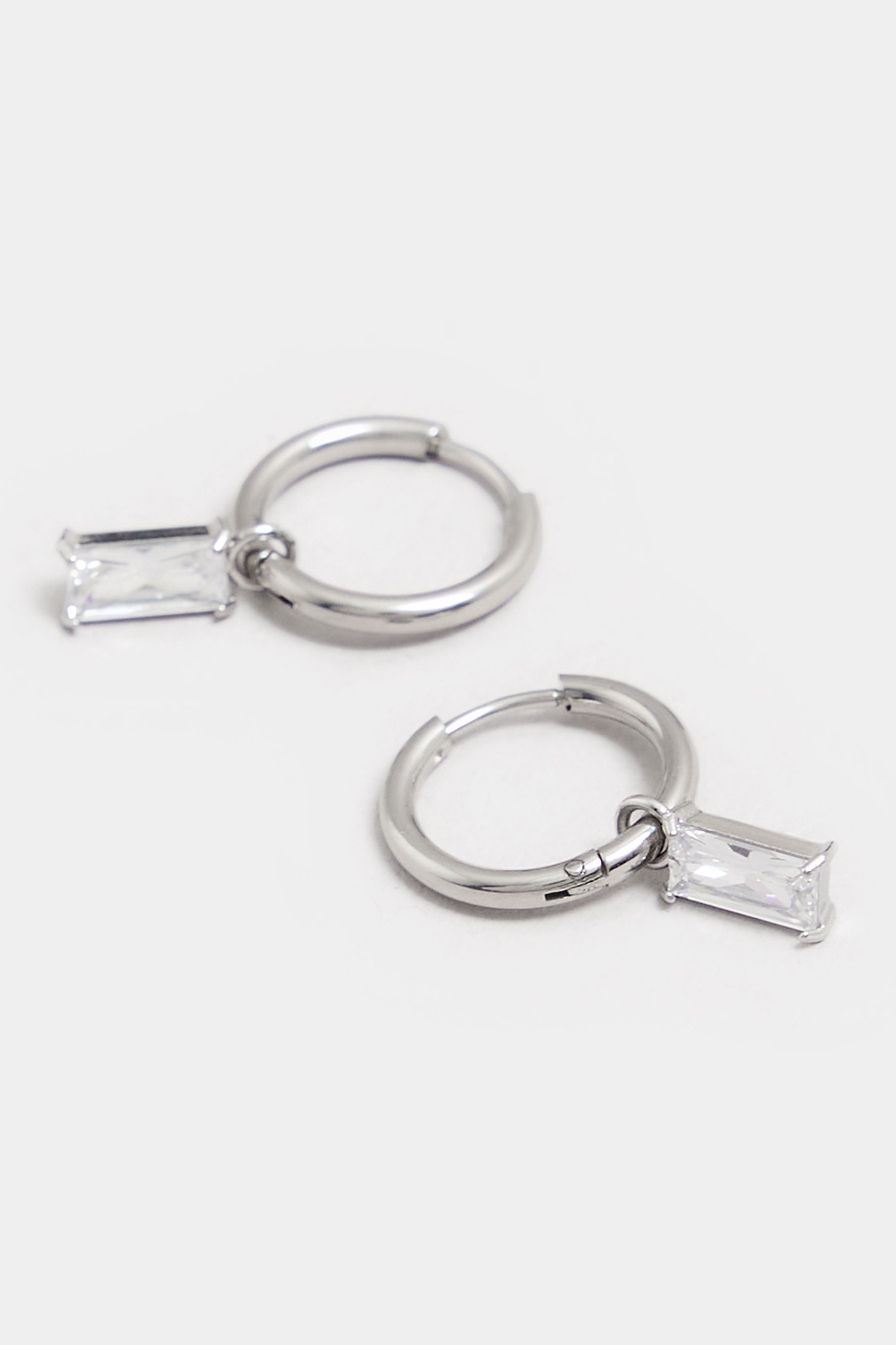 Silver Tone Diamante Mini Hoop Earrings | Yours Clothing  3