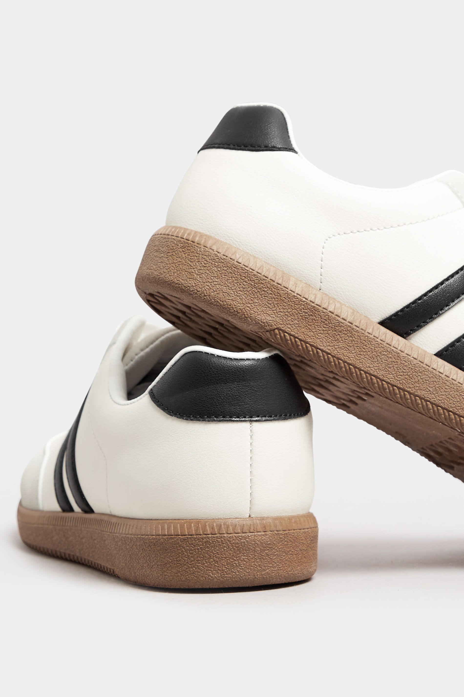 White Retro Stripe Trainers In Extra Wide EEE Fit | Yours Clothing 5
