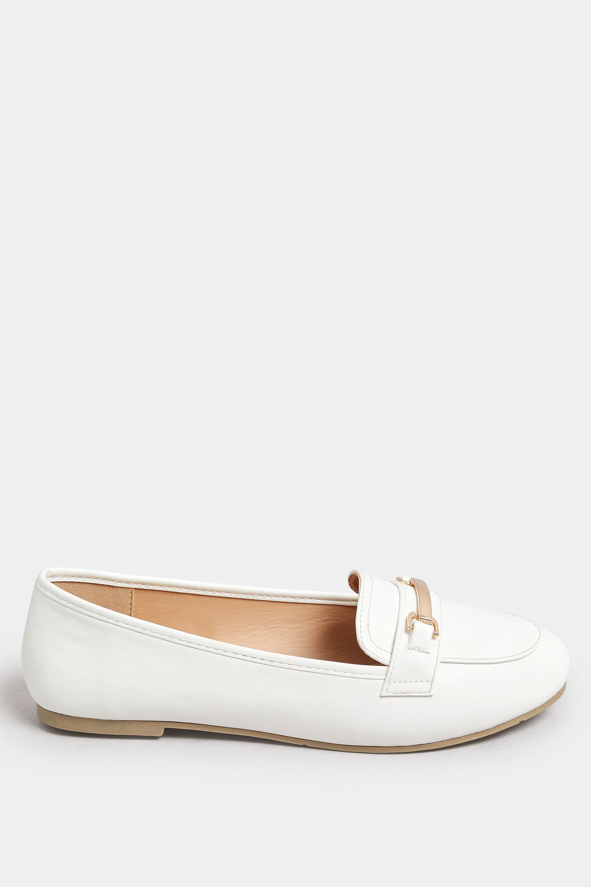 White Buckle Loafers In Extra Wide EEE Fit | Yours Clothing 3