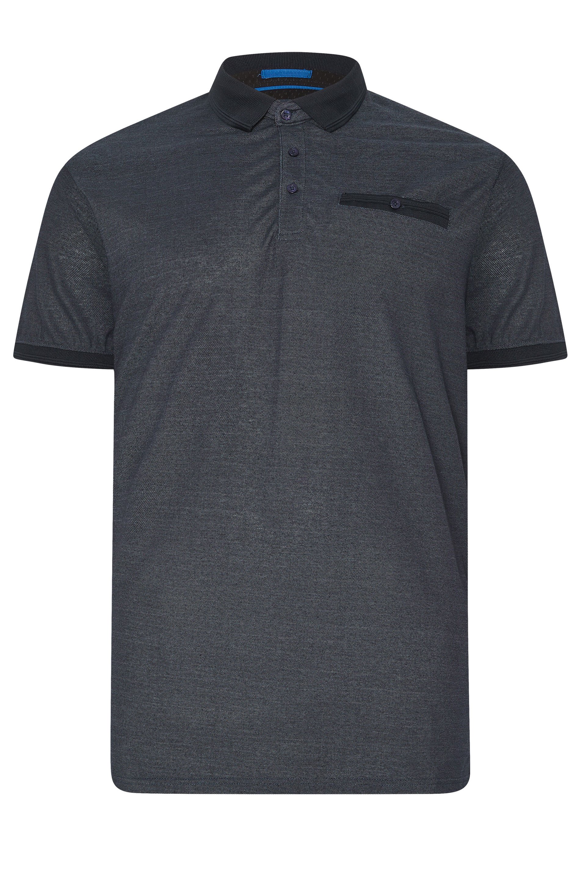 D555 Big & Tall Grey Jacquard Polo Shirt | BadRhino 3