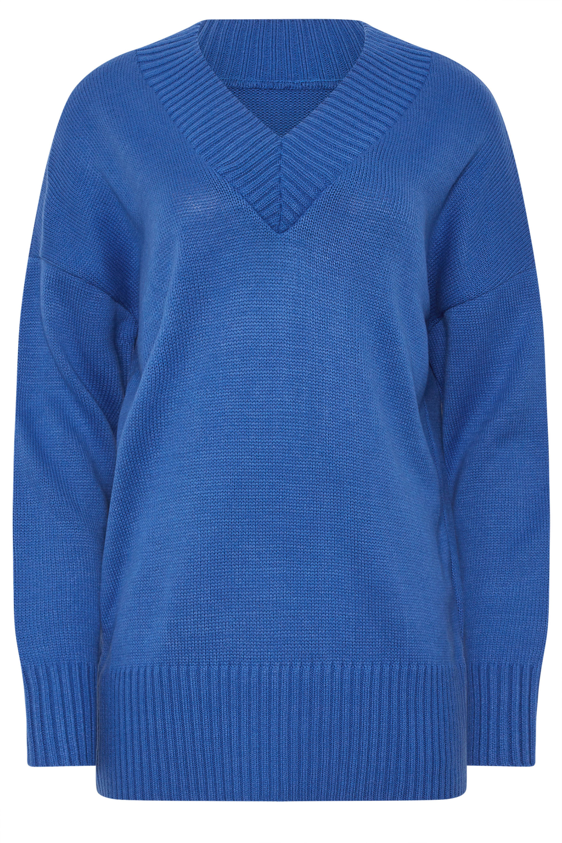LTS Tall Cobalt Blue Knitted V-Neck Jumper | Long Tall Sally 5