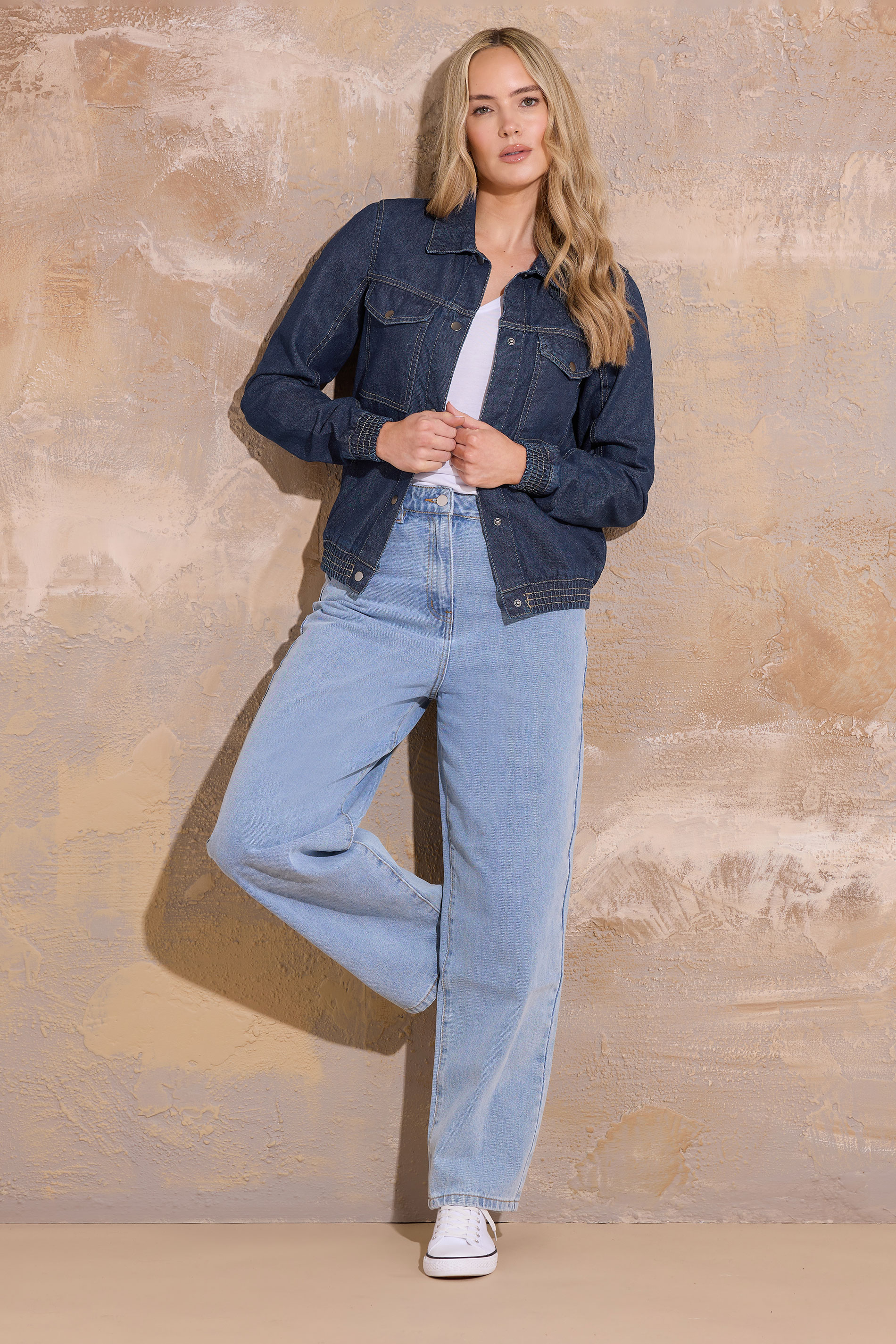 LTS Tall Indigo Blue Denim Bomber Jacket | Long Tall Sally 3