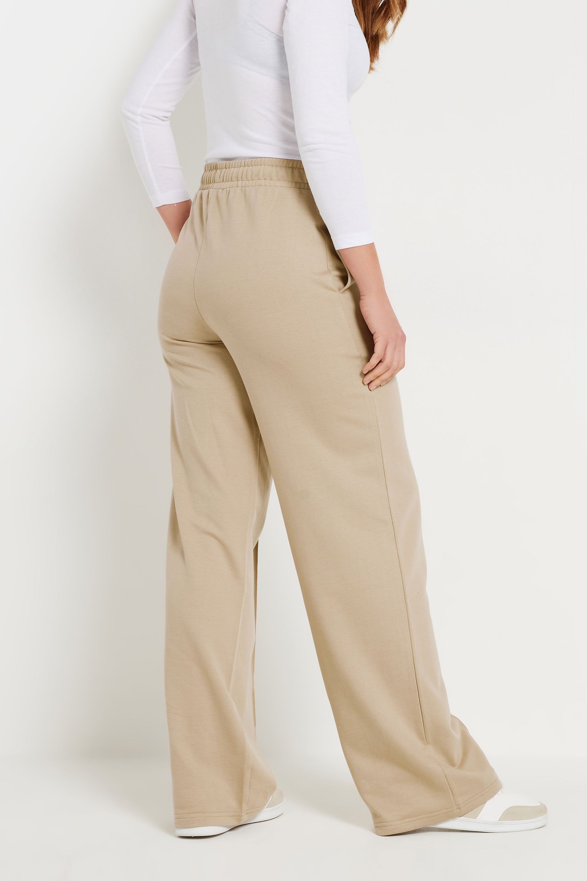 LTS Tall Stone Brown Seam Front Wide Leg Joggers | Long Tall Sally 3