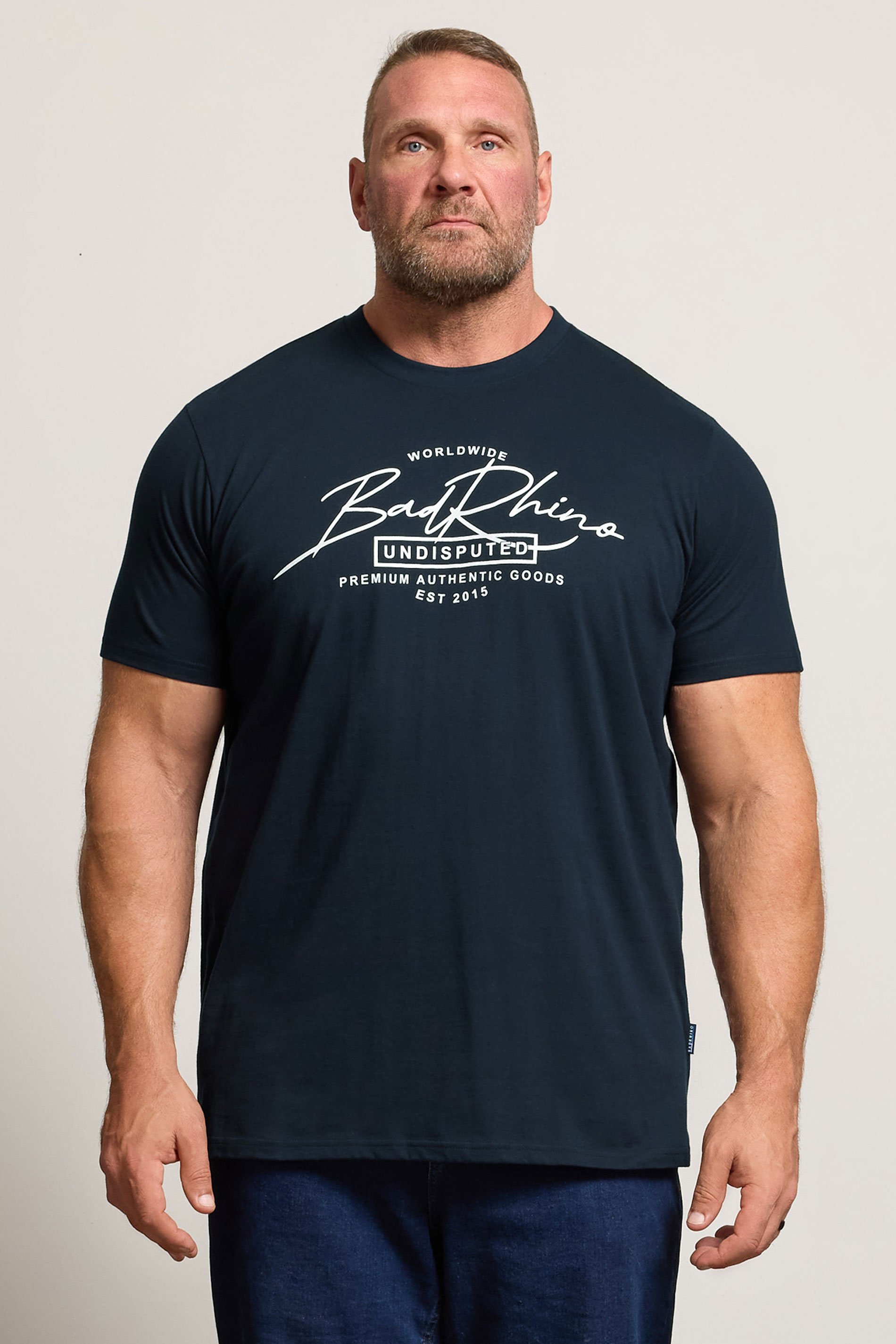 BadRhino Big & Tall Navy Blue Script Graphic Print T-Shirt | BadRhino 1
