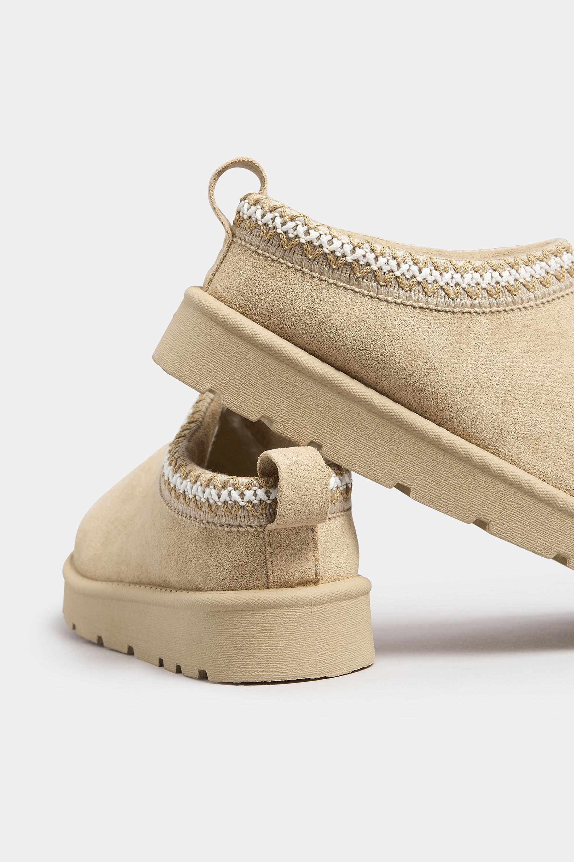 Brown Faux Suede Embroidered Mules In Standard Fit | Yours Clothing 5