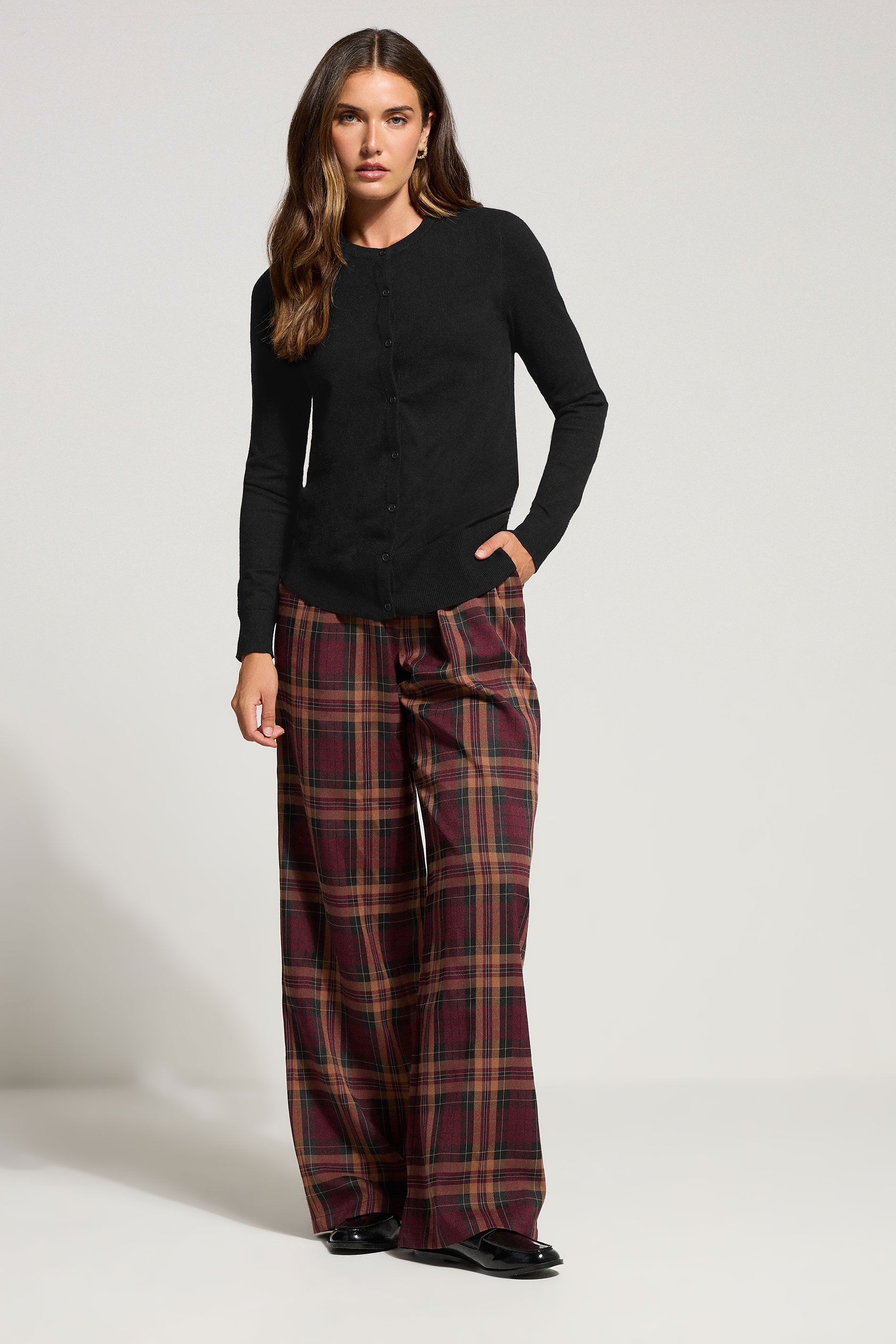 LTS Tall Black Crew Neck Button Cardigan | Long Tall Sally 2