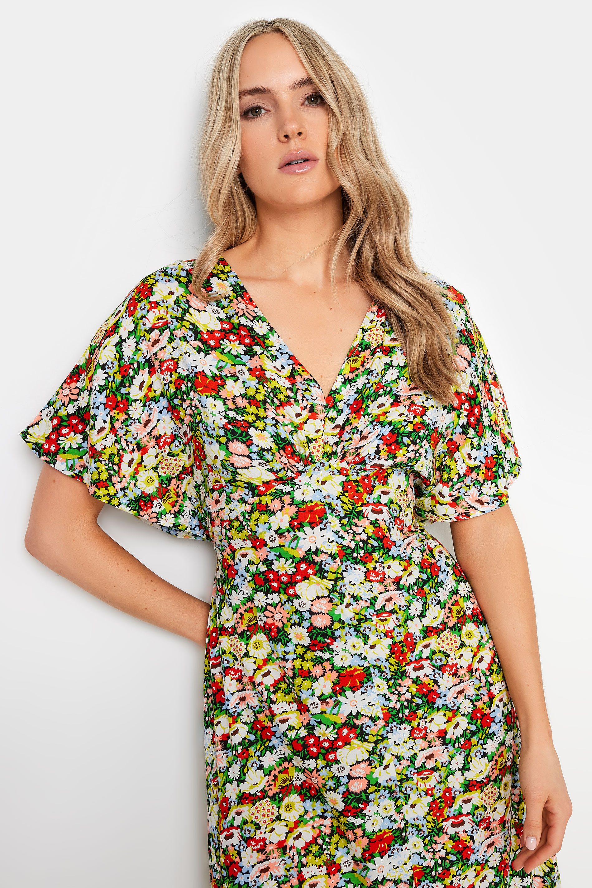 LTS Tall Women's Yellow Floral Print Split Front Midaxi Dress | Long Tall Sally 4