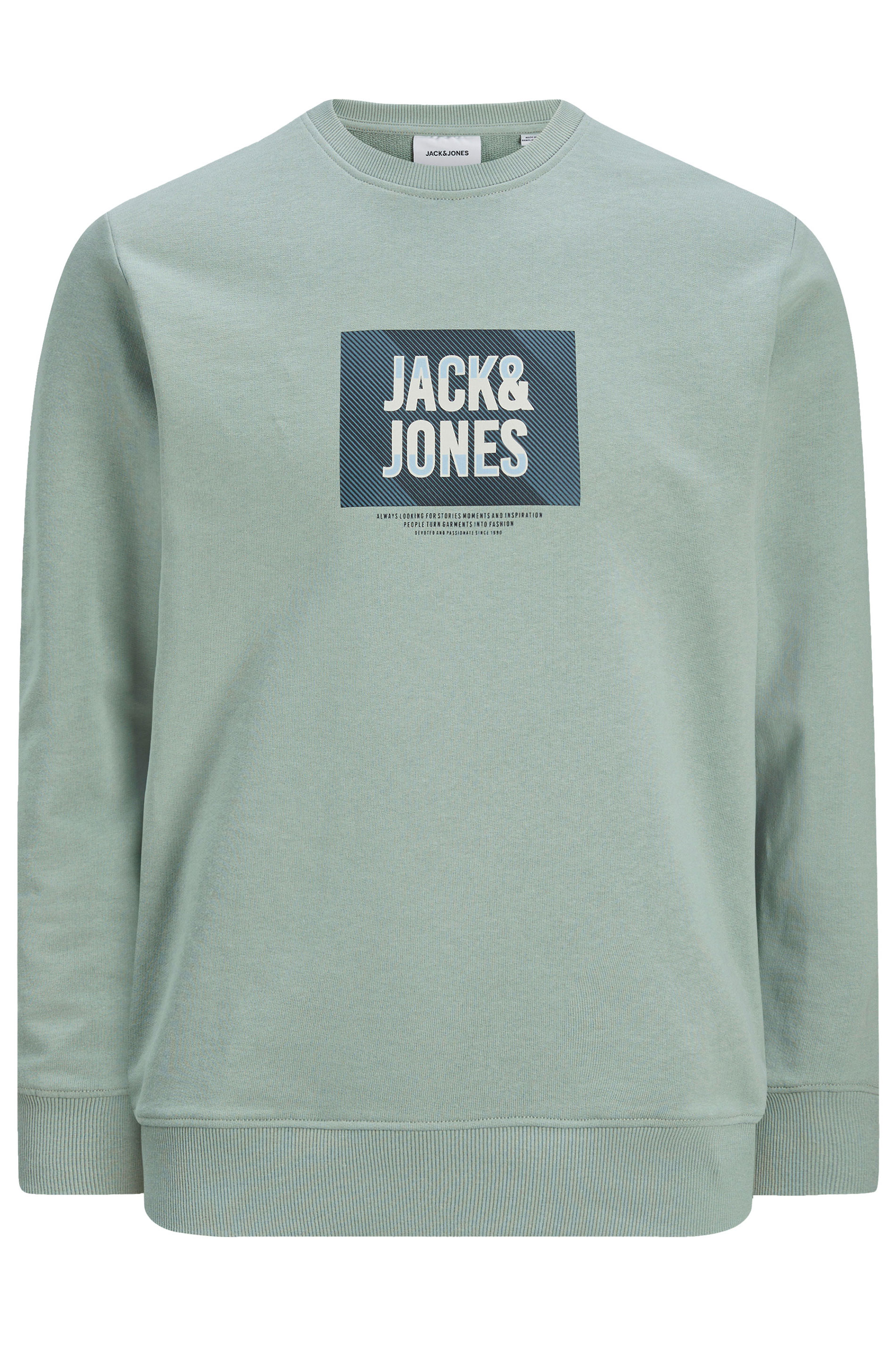 JACK & JONES Big & Tall Light Green Hudson Sweatshirt | BadRhino 2