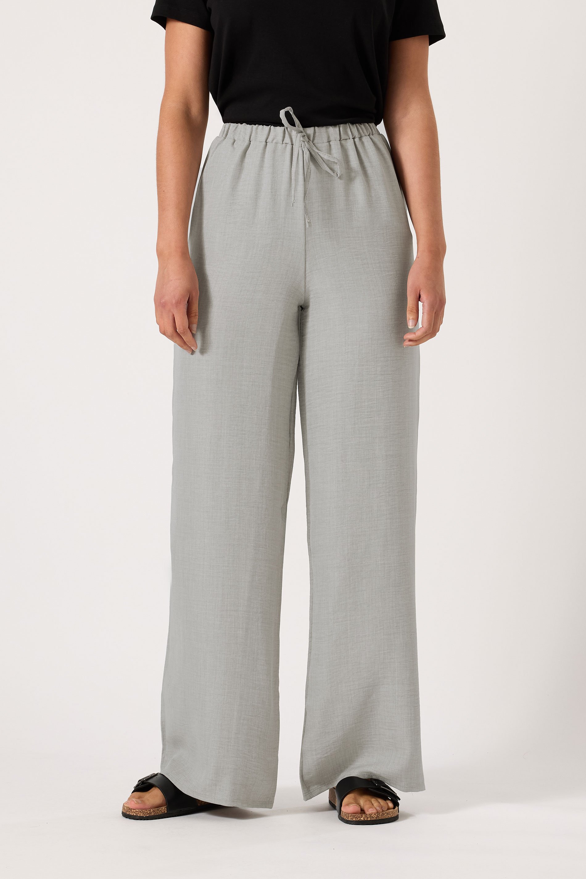 LTS Tall Women's Light Grey Textured Wide Leg Trousers | Long Tall Sally 2