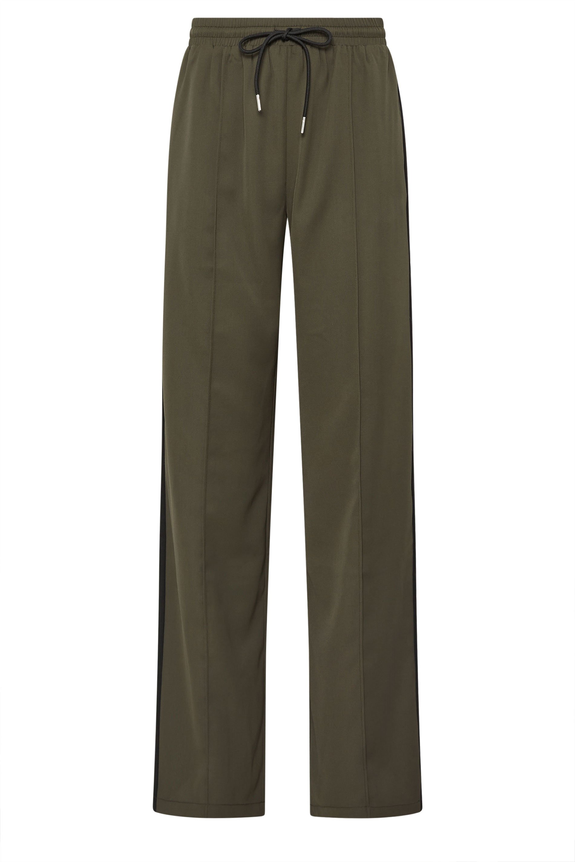 LTS Tall Women's Khaki Green Side Stripe Wide Leg Trousers | Long Tall Sally 1