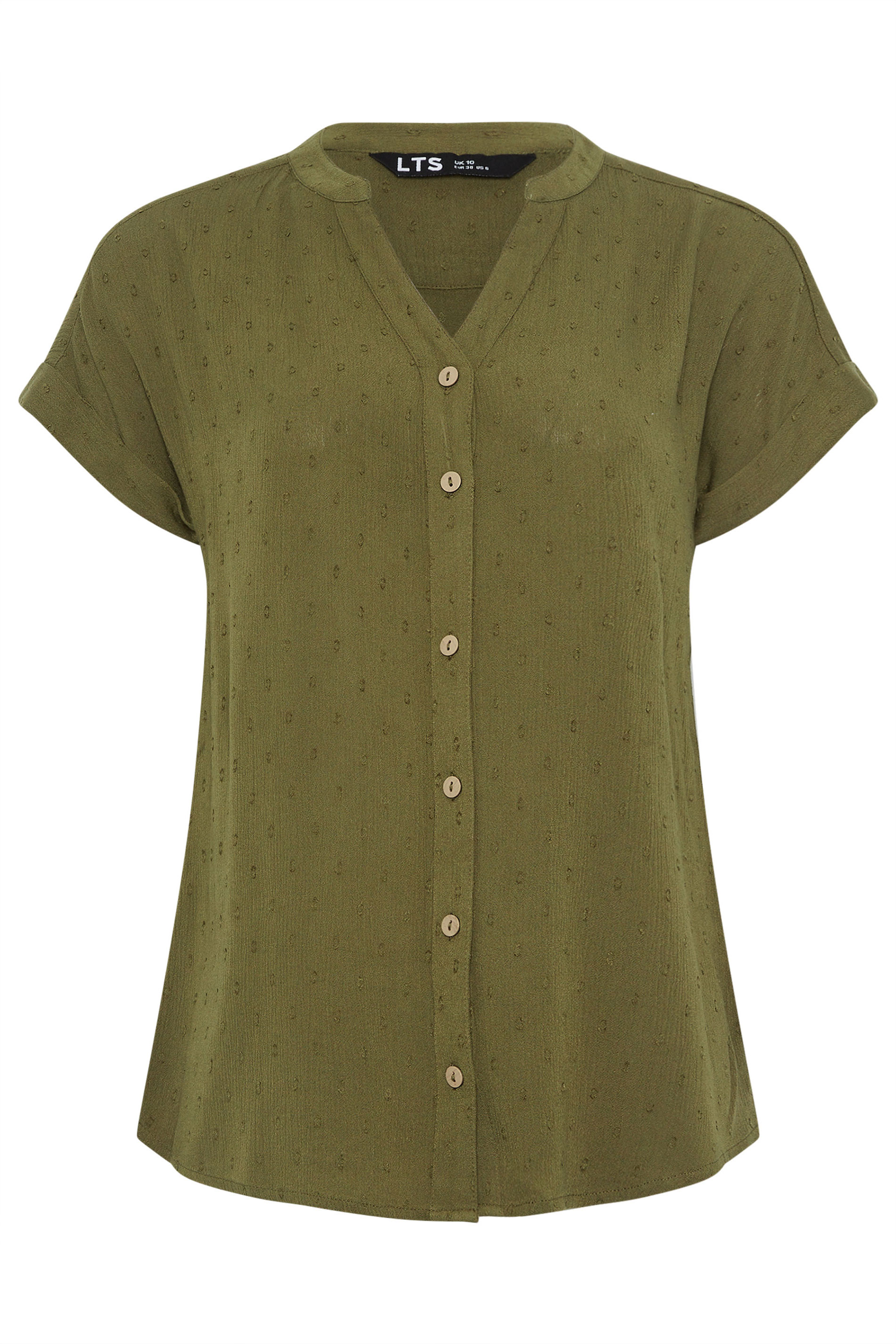 LTS Tall Khaki Green Dobby Spot Blouse | Long Tall Sally 5
