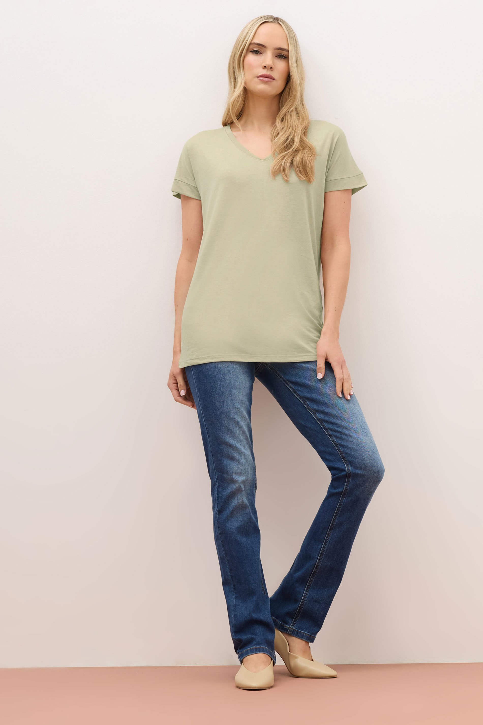 LTS PREMIUM Tall Stone Brown V-Neck Modal T-Shirts | Long Tall Sally 2