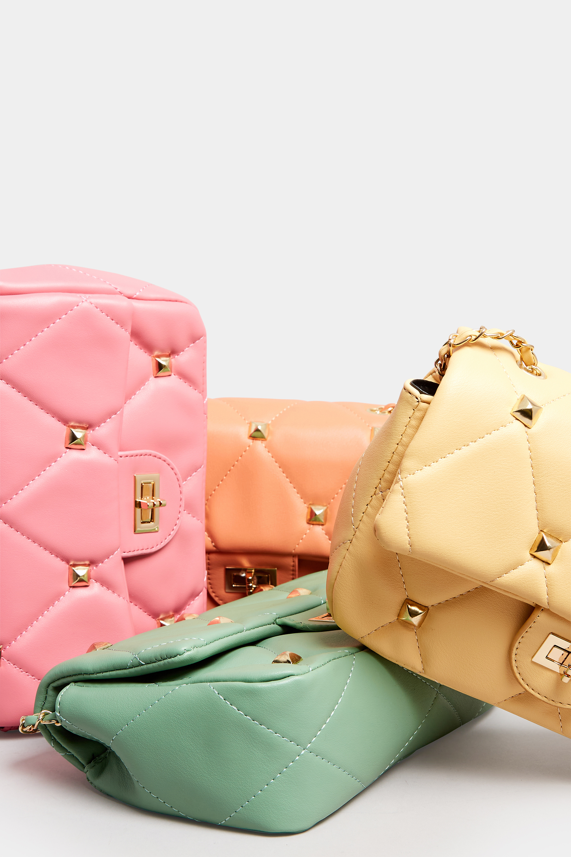 Orange Studded Quilted Chain Bag | Yours Clothing 8
