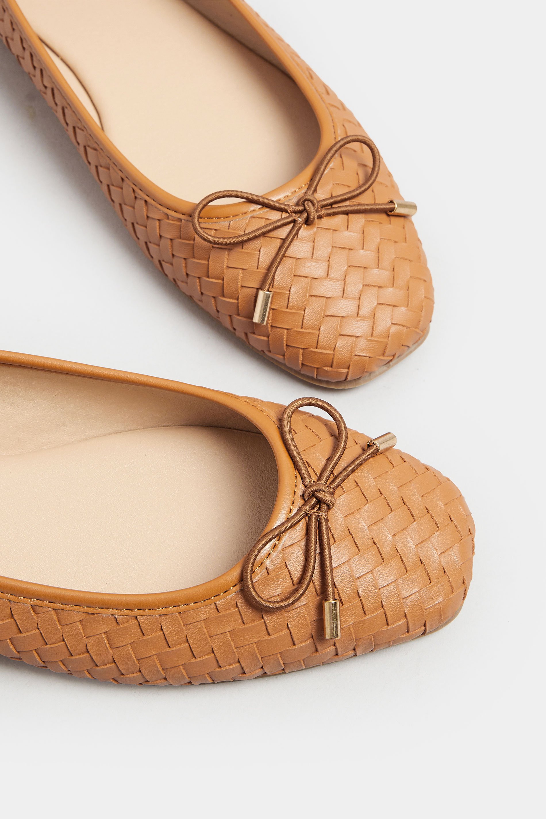 LTS Tan Brown Woven Ballerina Pumps In Standard Fit | Long Tall Sally 5