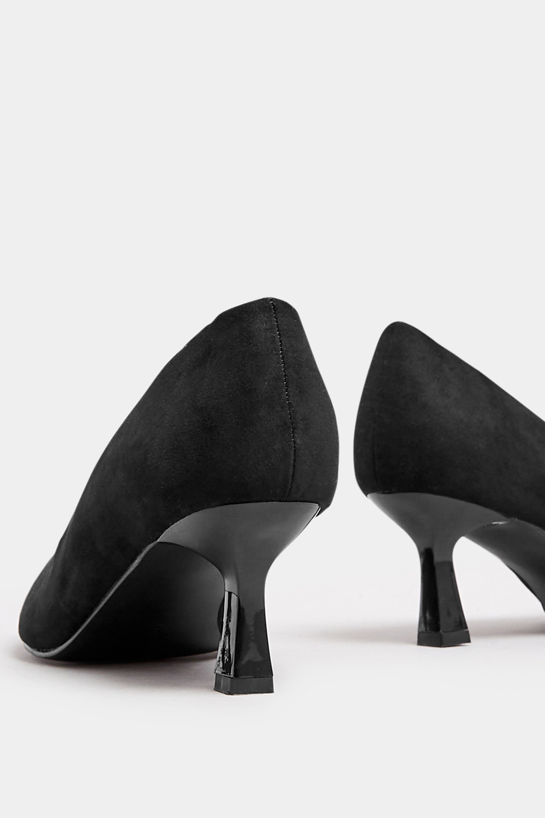 Black Faux Suede Point Court Shoes In Extra Wide EEE Fit | Yours Clothing  5