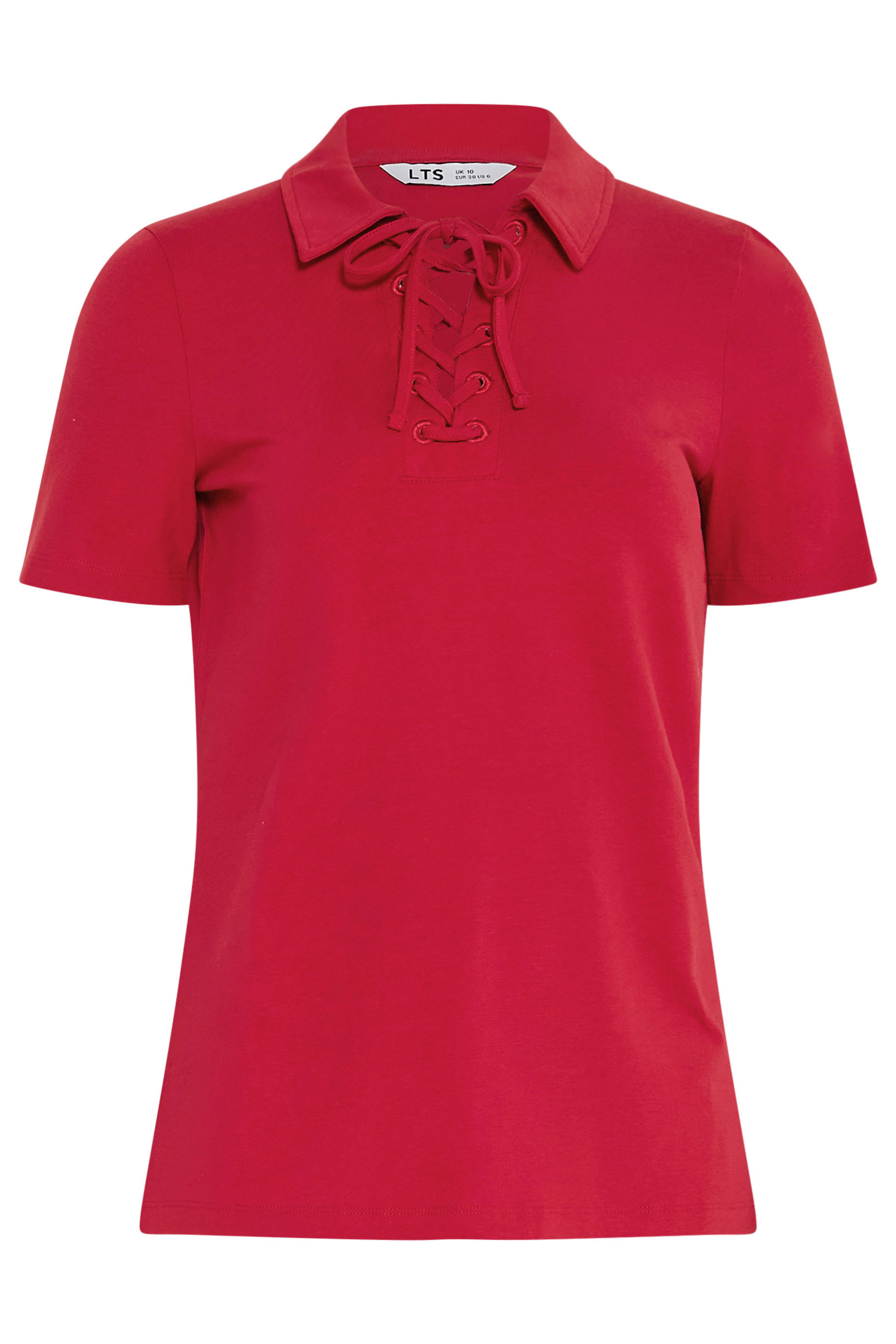 LTS Tall Women's Red Lace Up Collared T-Shirt | Long Tall Sally 5