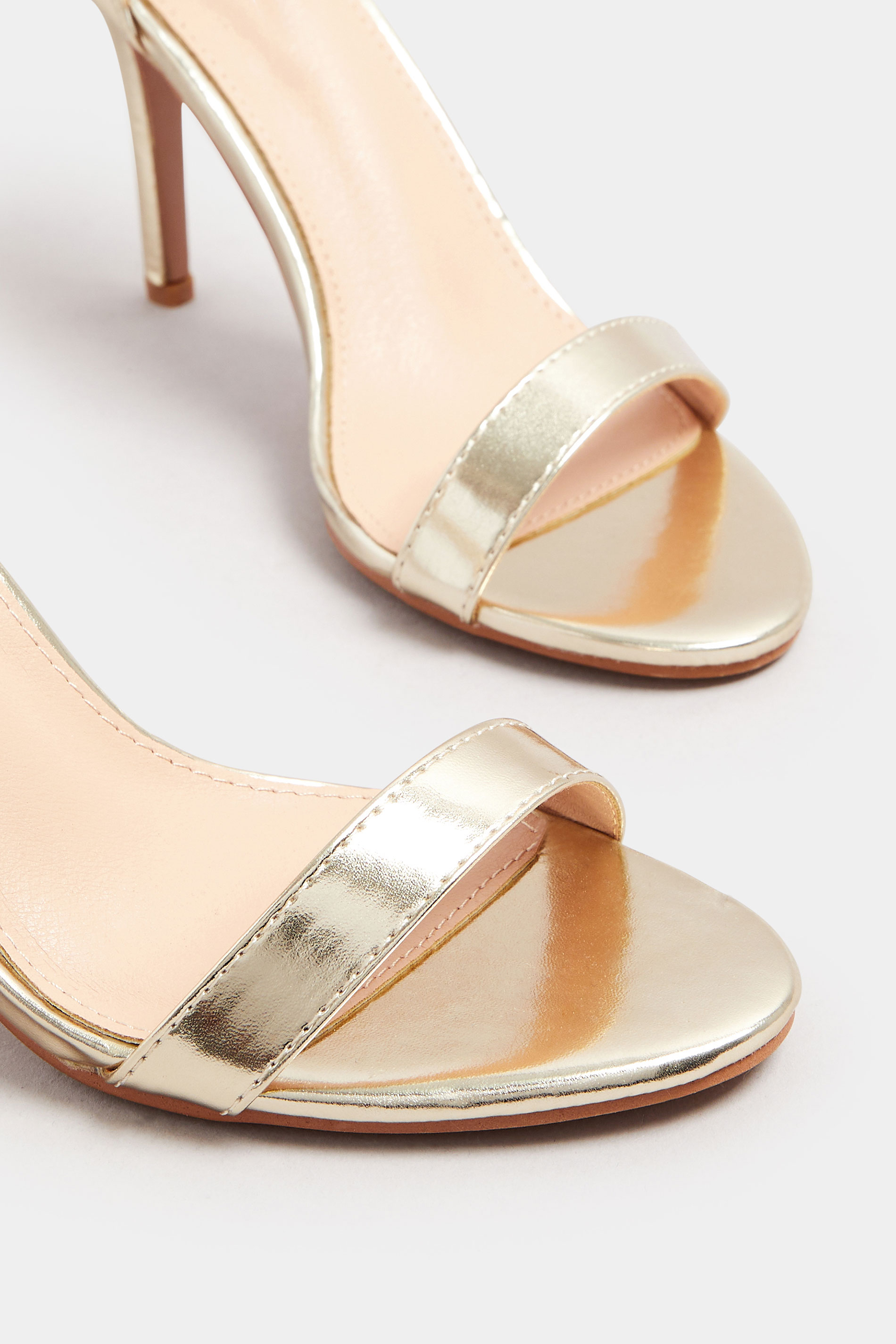 Gold Ankle Strap Heels In Wide E Fit | Yours Clothing 5