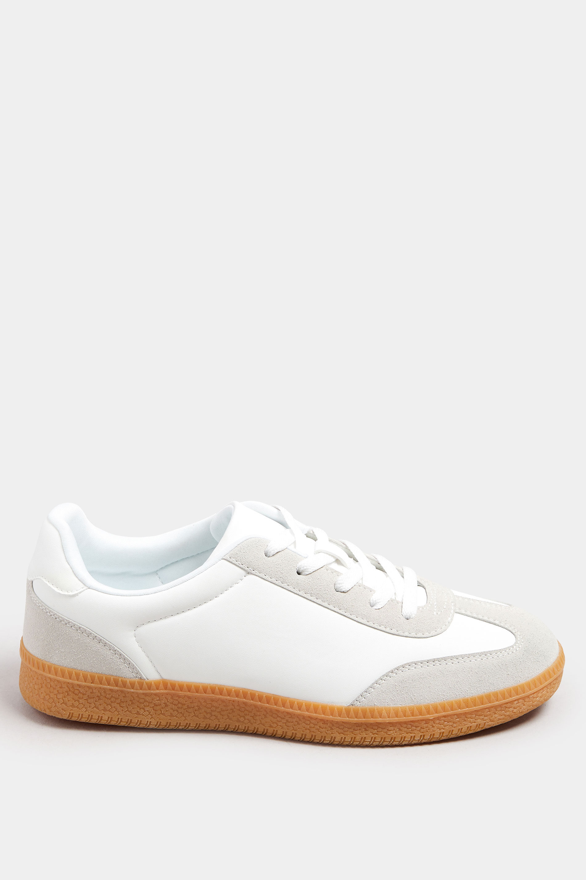 LTS Ivory White Retro Gum Sole Trainer In Standard Fit | Long Tall Sally 3