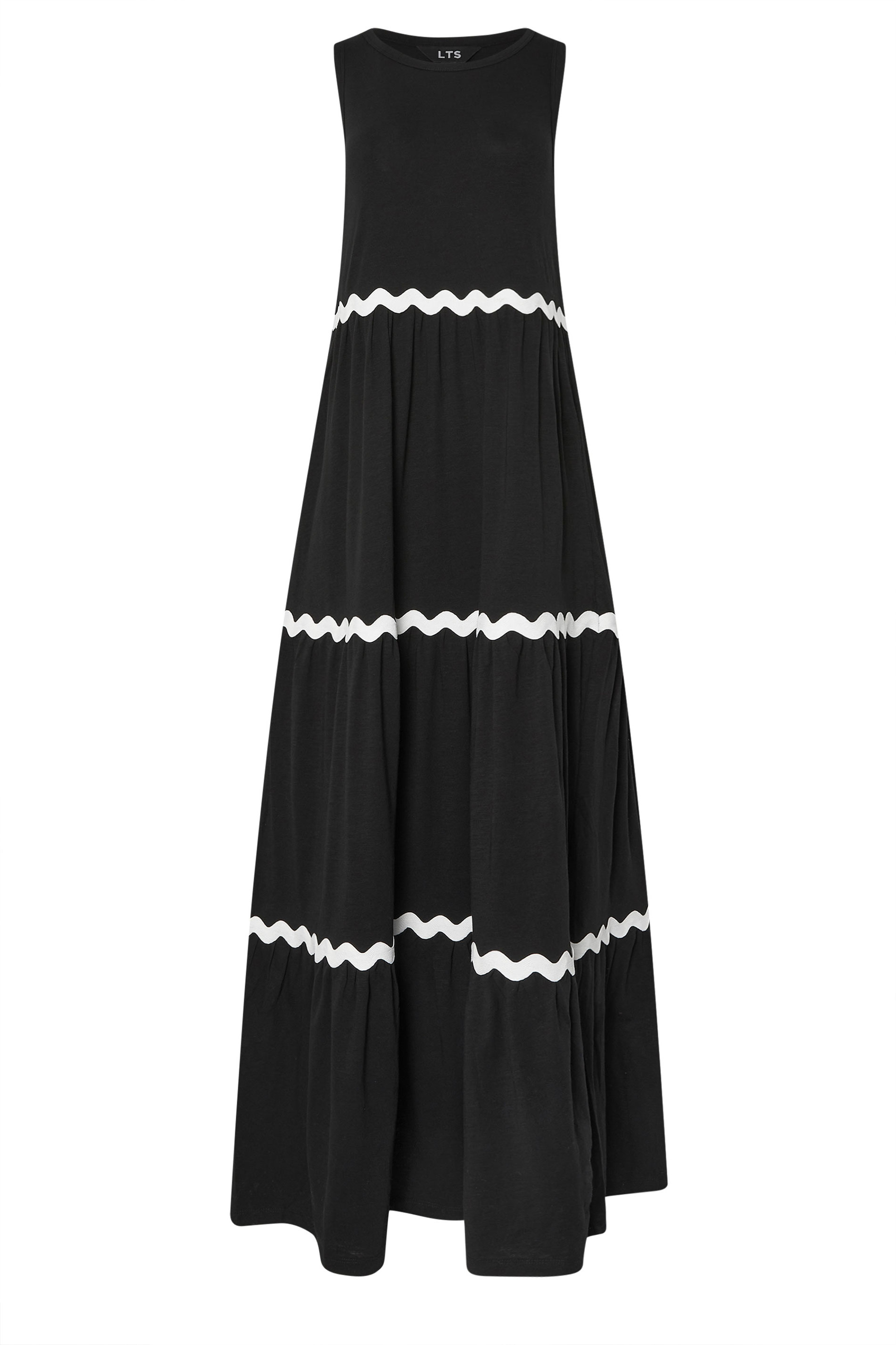 LTS Tall Black Contrast Swirl Tiered Maxi Dress | Long Tall Sally 6