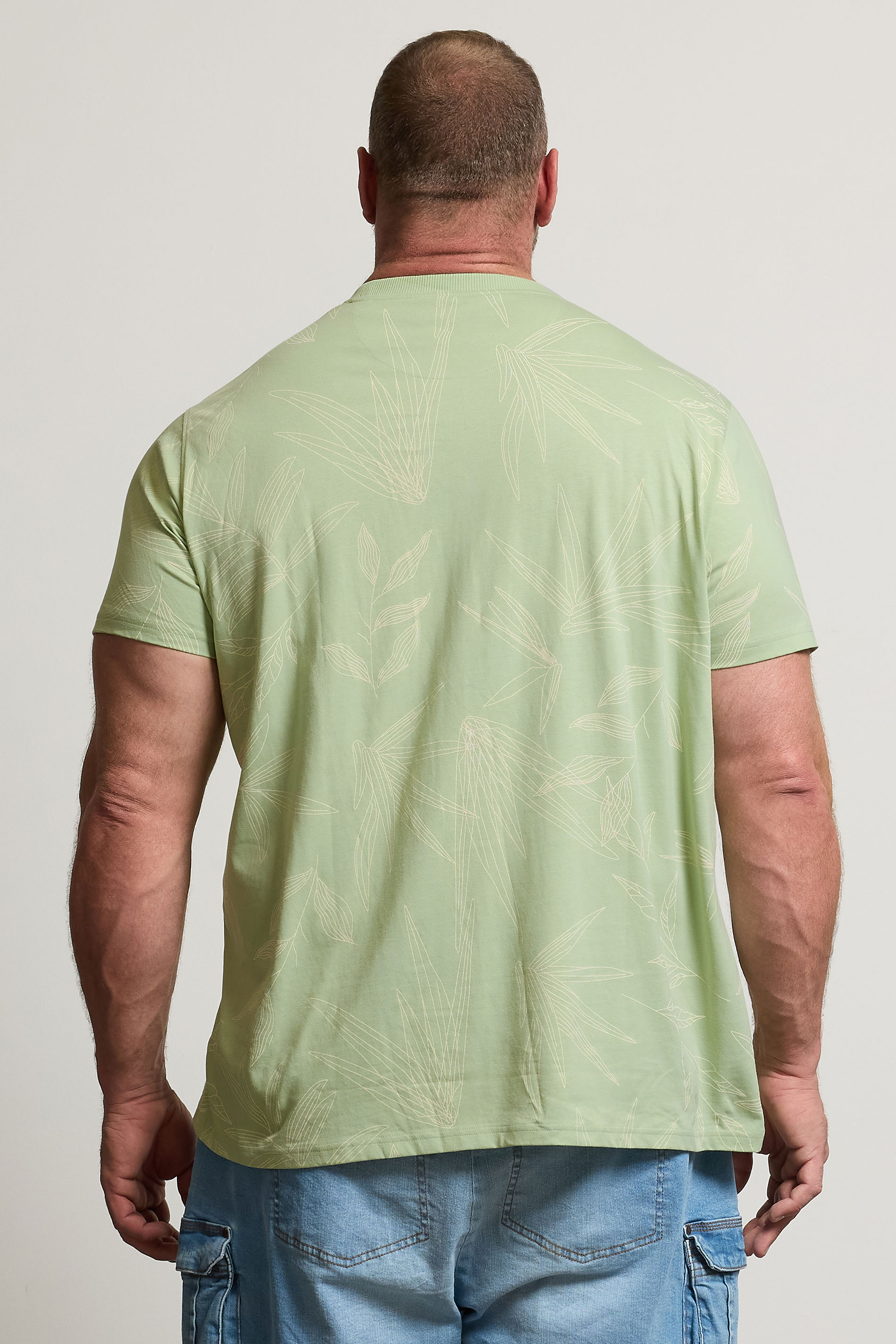 BadRhino Big & Tall Sage Green Leaf Printed T-Shirt | BadRhino 4