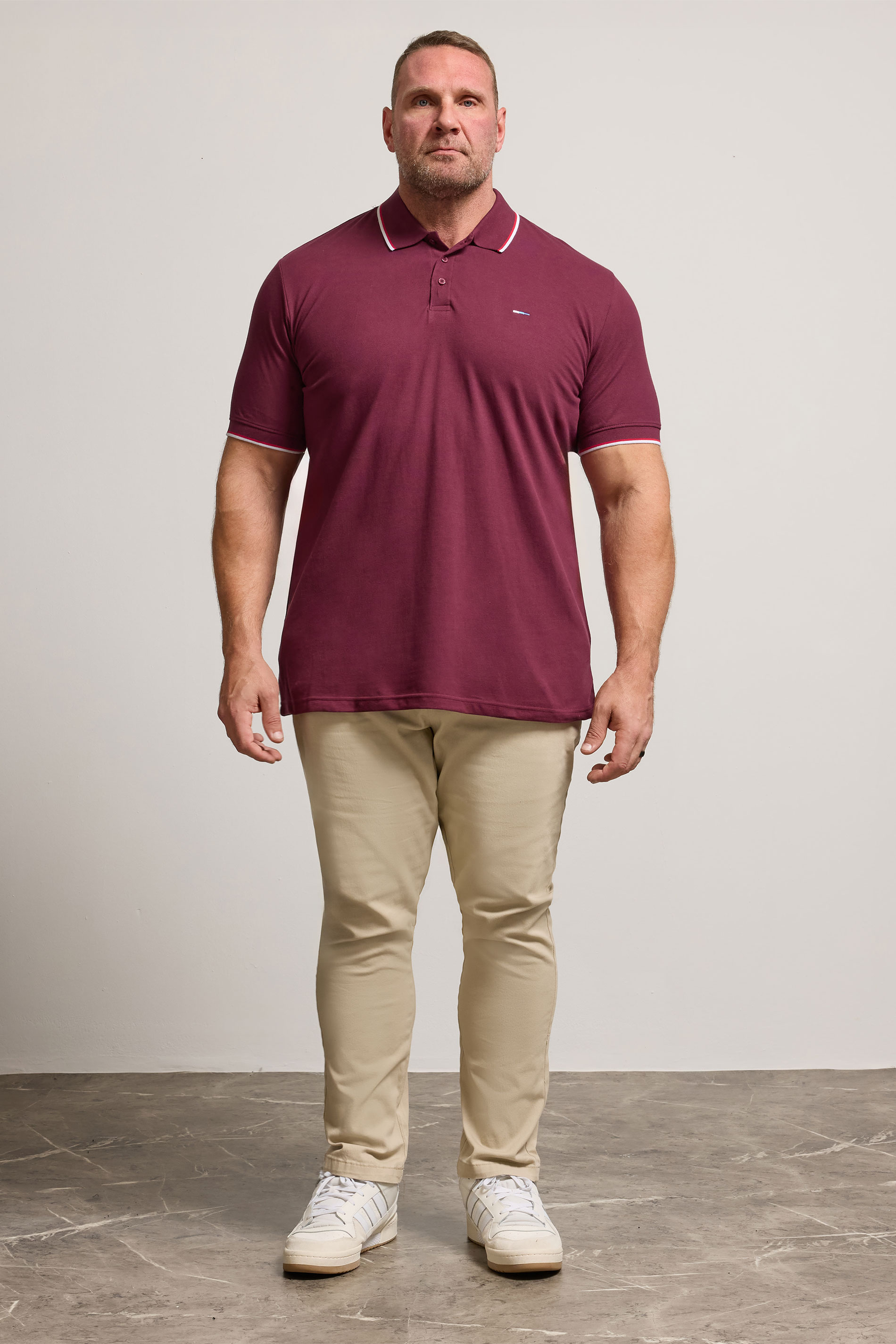 BadRhino Big & Tall Dark Red Essential Tipped Polo Shirt | BadRhino 2
