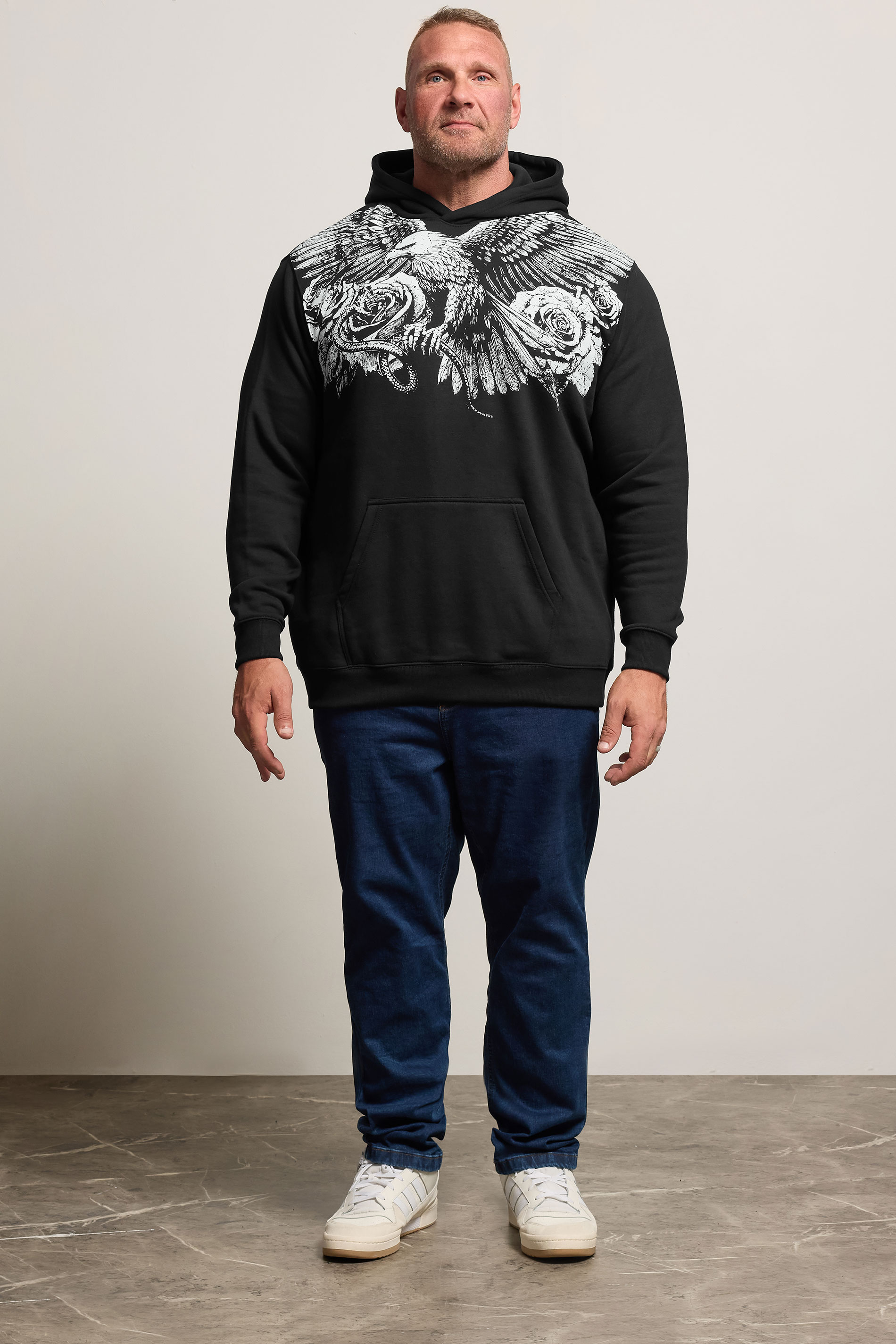 BadRhino Big & Tall Black Eagle Graphic Print Hoodie | BadRhino 2