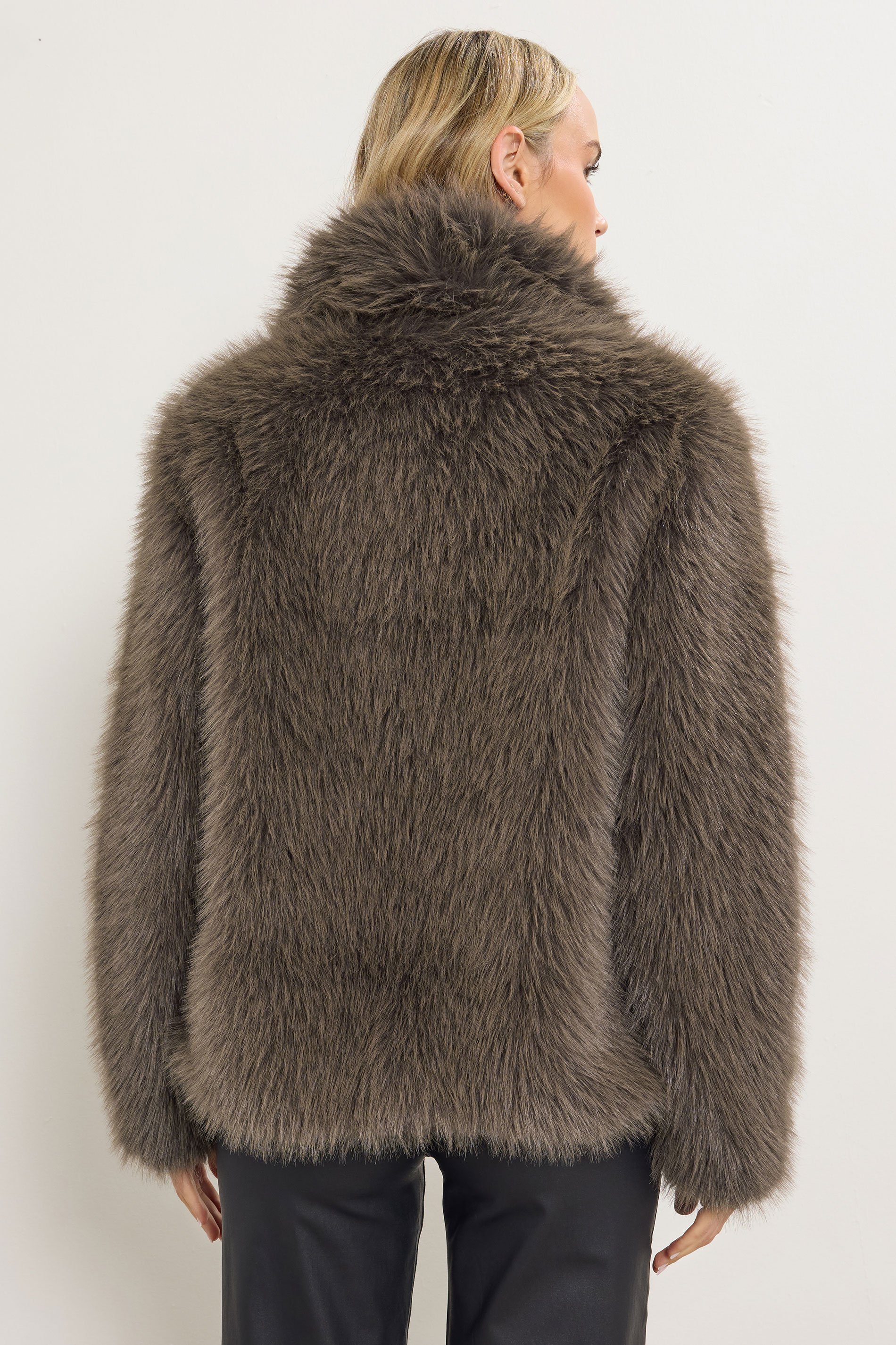 LTS Tall Chocolate Brown Faux Fur Jacket | Long Tall Sally 4