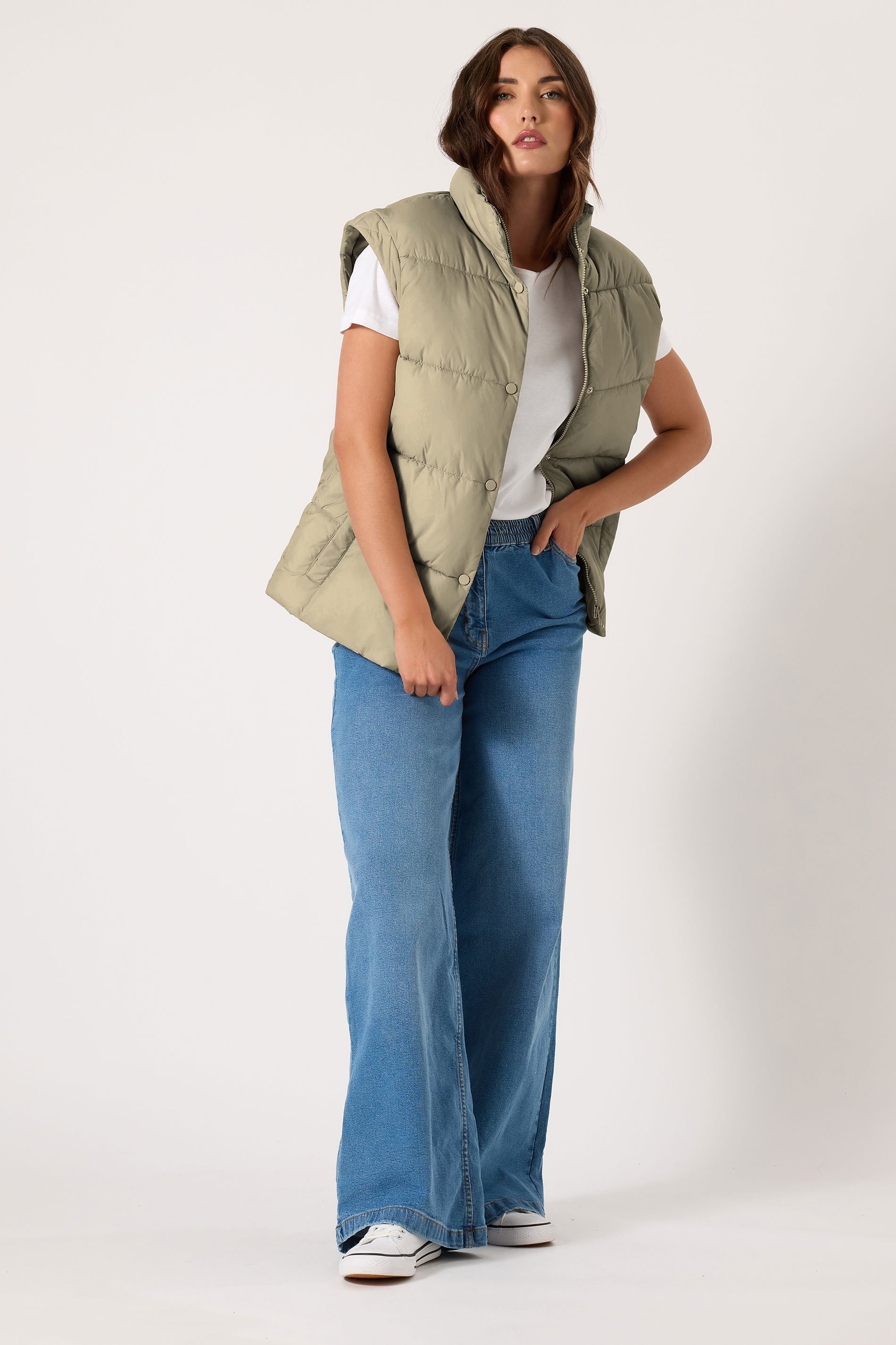 LTS Tall Women's Natural Brown Padded Gilet | Long Tall Sally 2