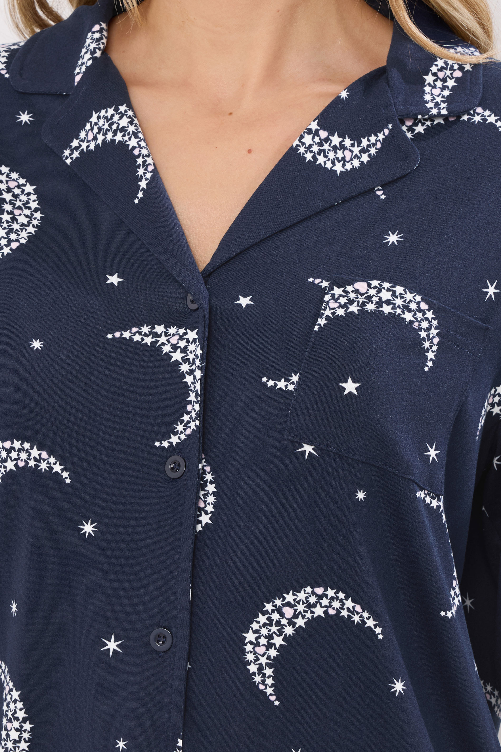 LTS Tall Navy Blue Soft Touch Moon Pyjama Set | Long Tall Sally 5