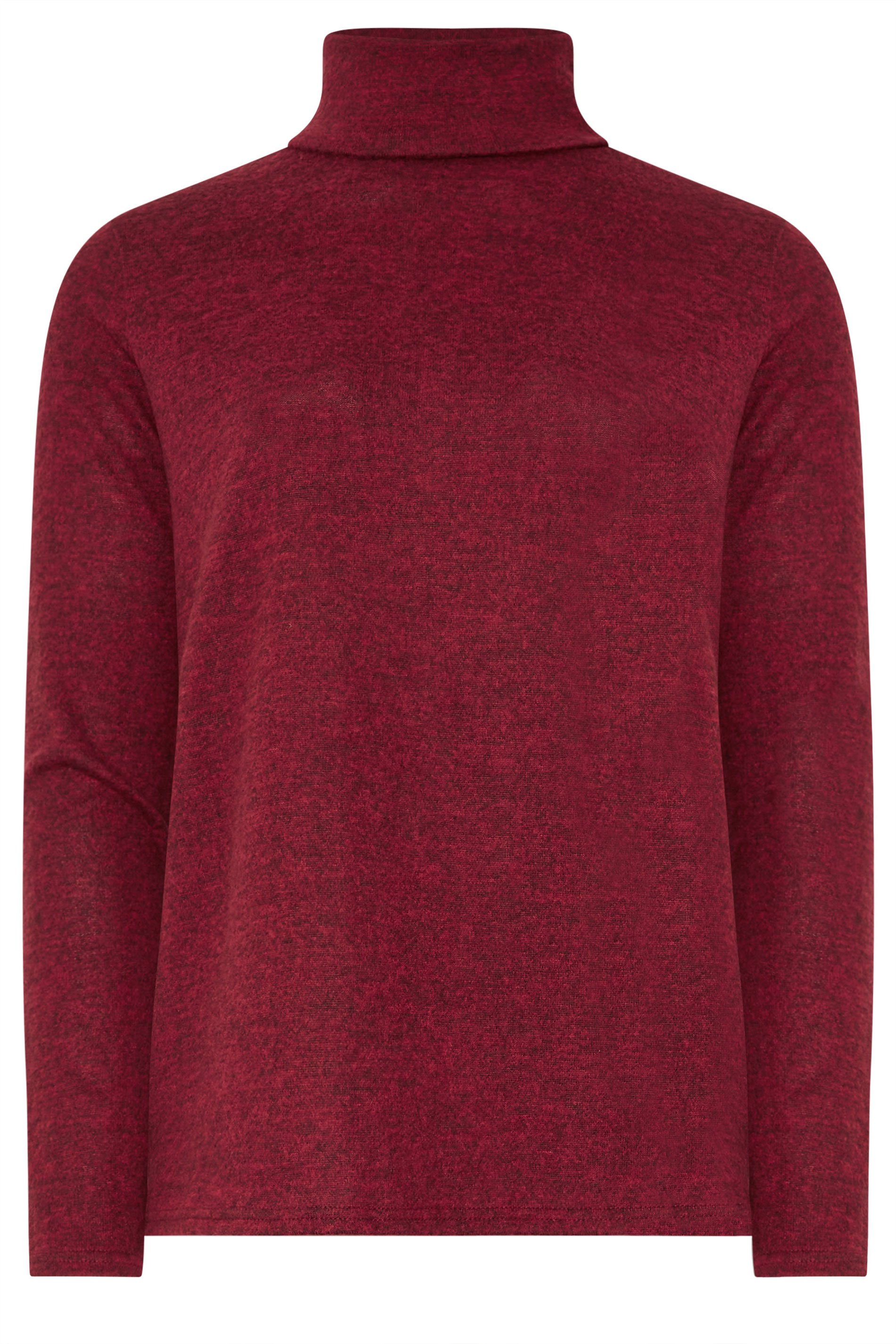 LTS Tall Women's Burgundy Red Soft Touch Roll Neck Top | Long Tall Sally  5