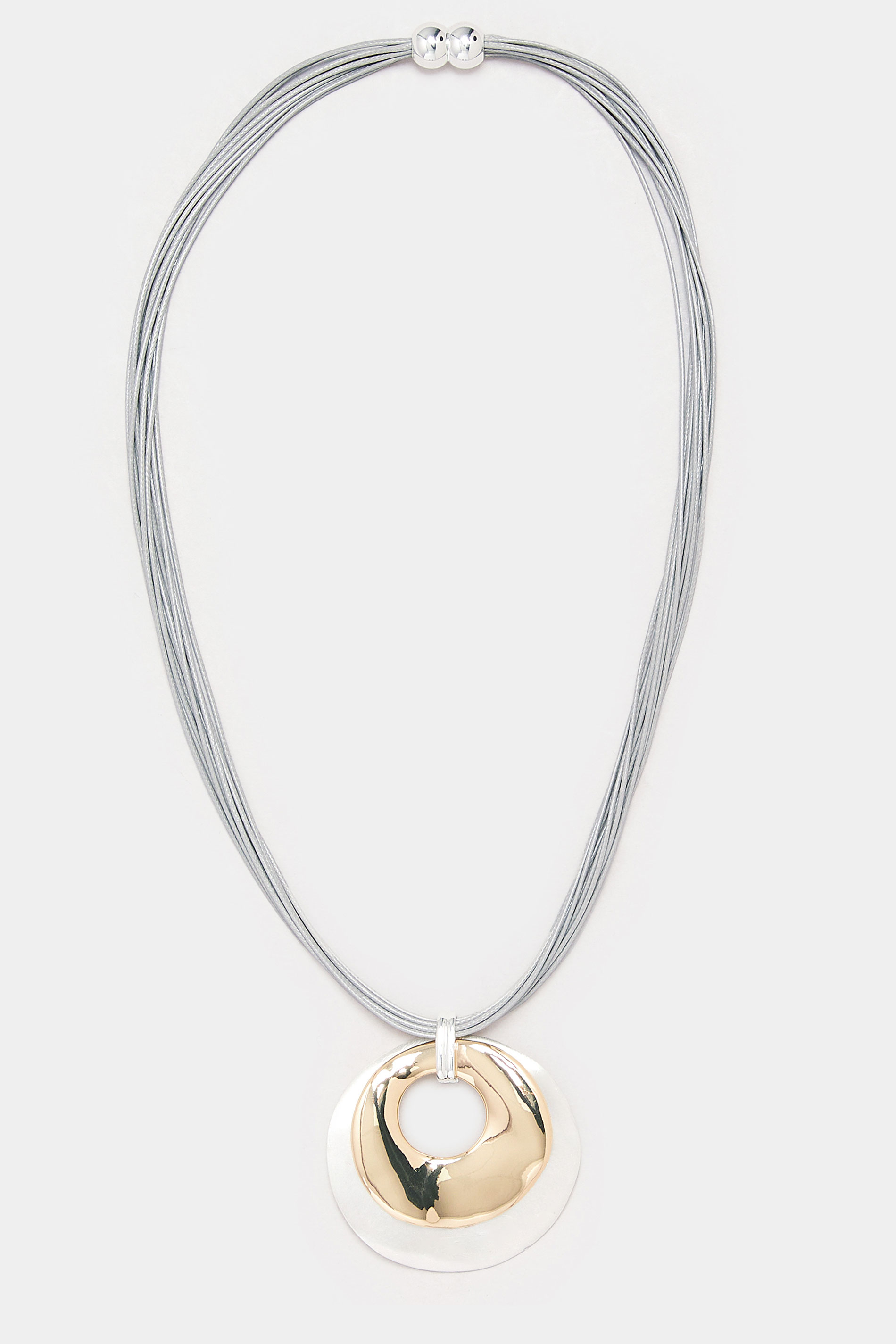Silver Tone Statement Mixed Metal Pendant Necklace | Yours Clothing 2