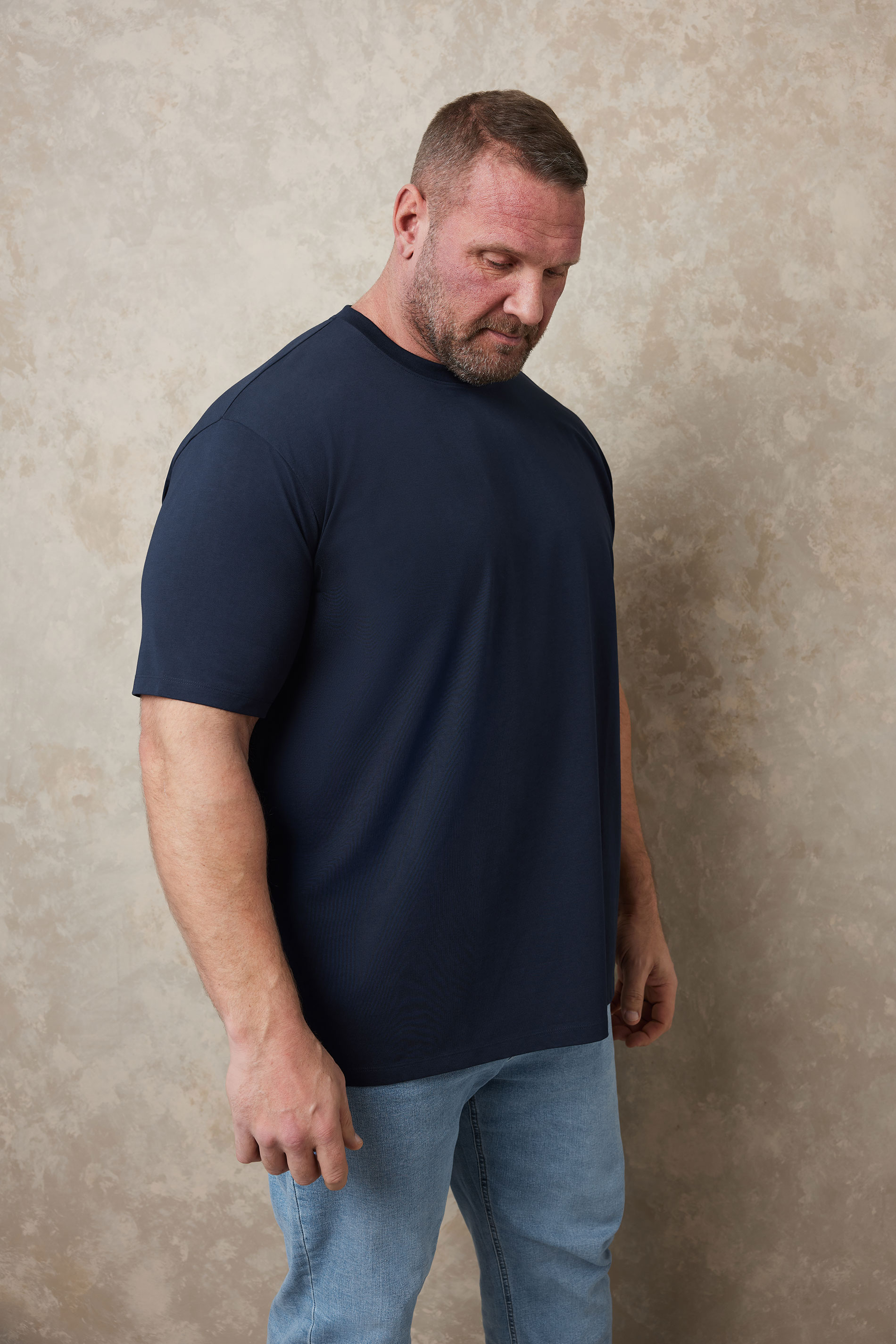 BadRhino Big & Tall Navy Blue Soft Touch Relaxed Fit T-Shirt | BadRhino 1