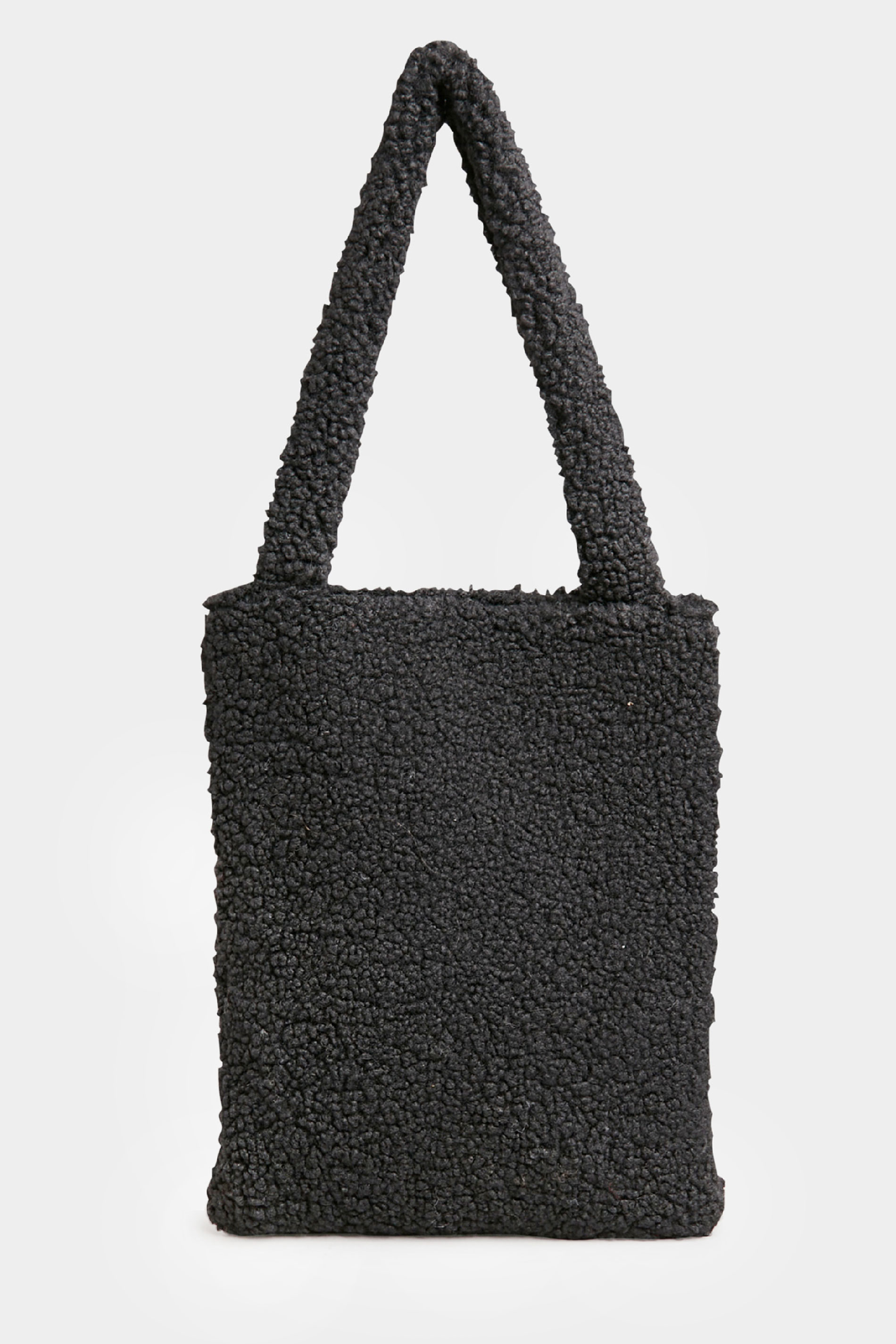 Black Shearling Teddy Tote Bag | Yours Clothing 2