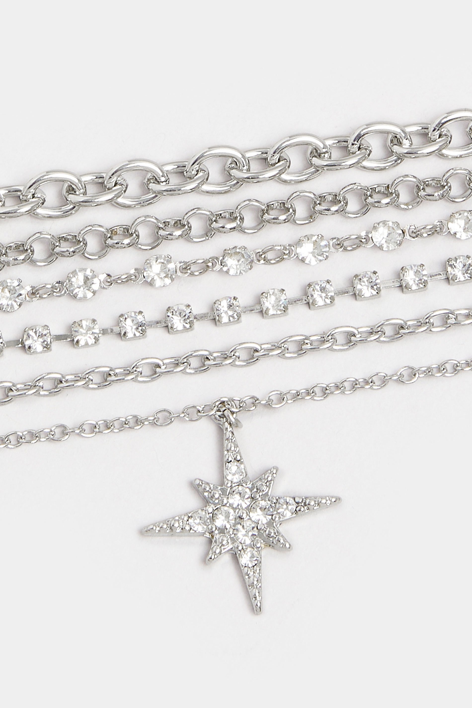 Silver Tone Star Diamante Choker Necklace | Yours Clothing 3
