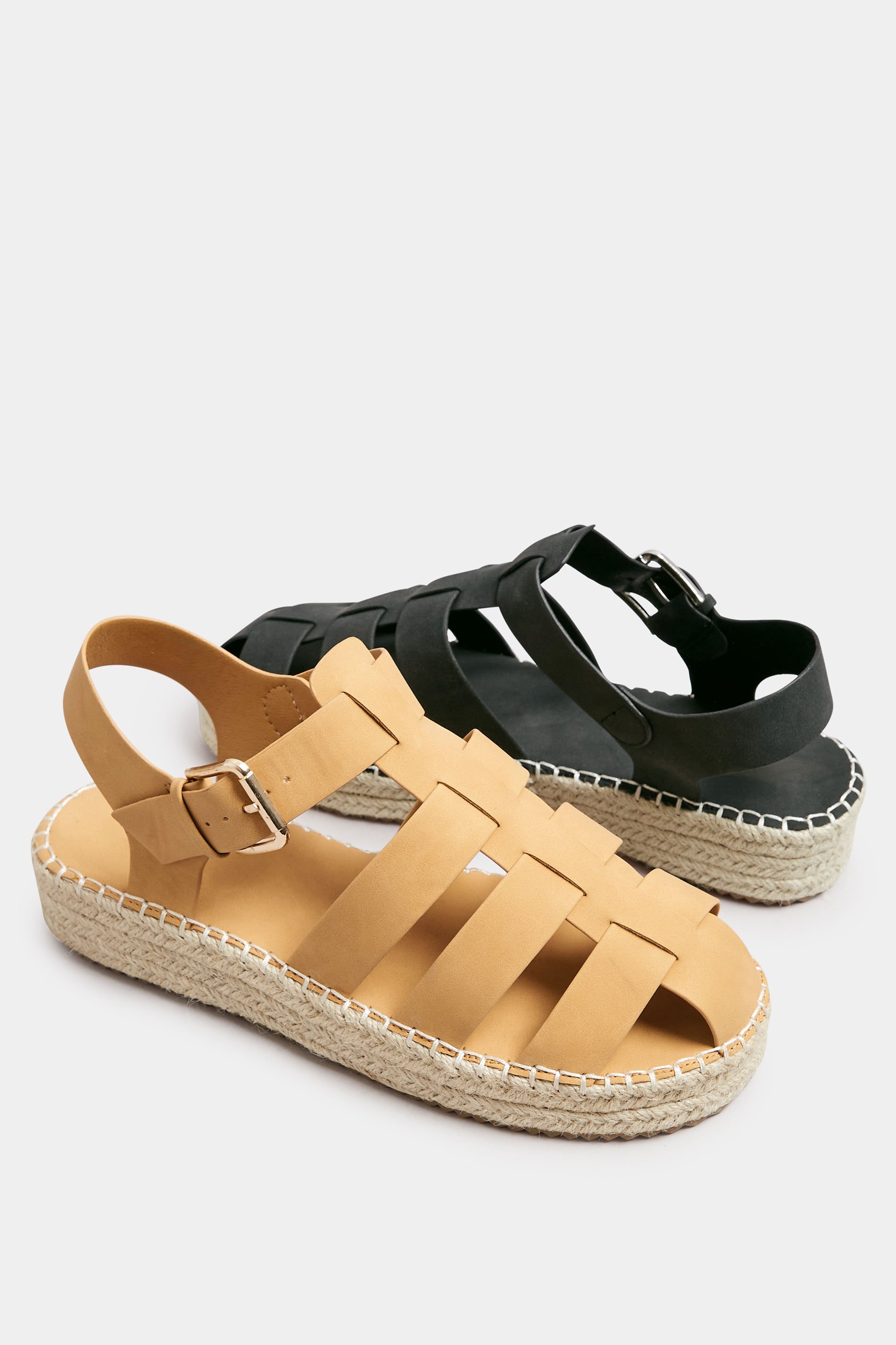 Brown Flatform Gladiator Espadrilles In Extra Wide EEE Fit | Yours Clothing 6