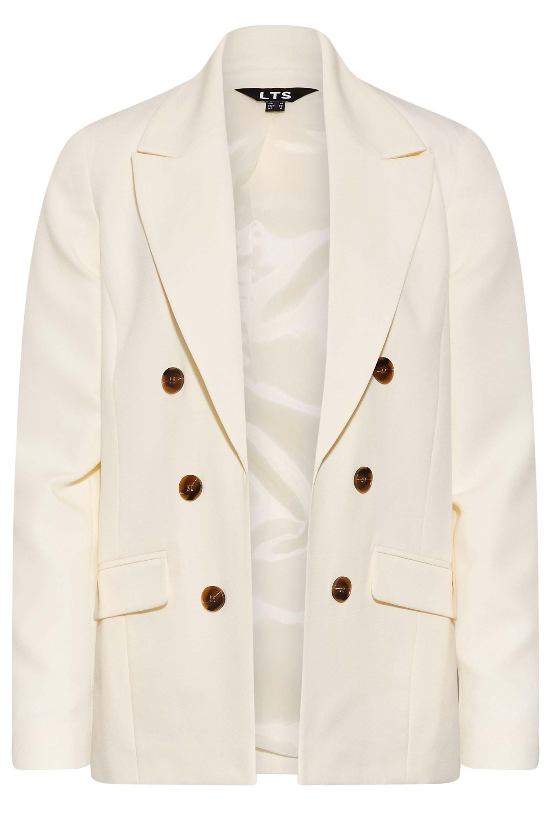 LTS Tall Women's Ivory White Double Breasted Blazer | Long Tall Sally 6