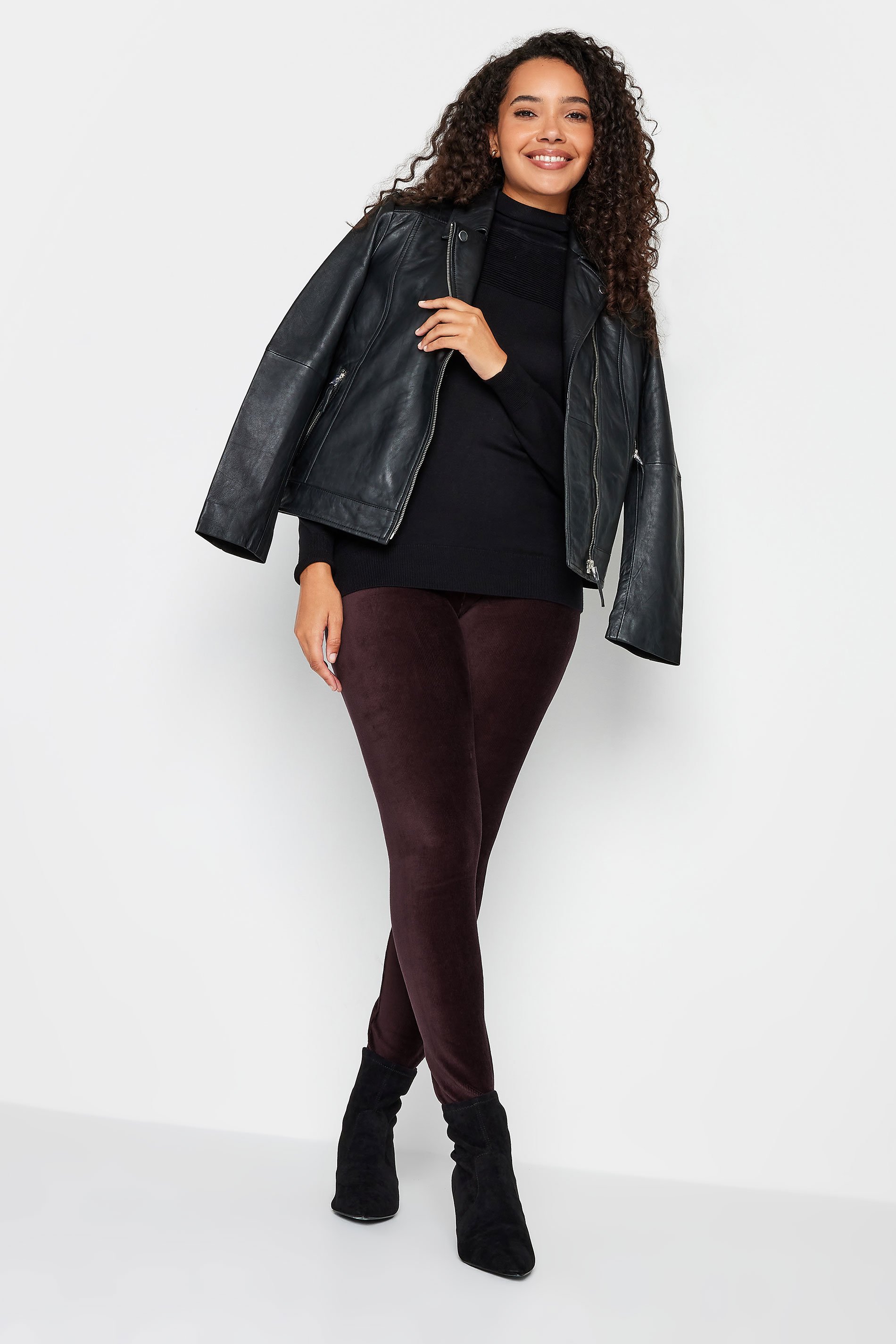 M&Co Burgundy Red Cord Stretch Leggings | M&Co 2