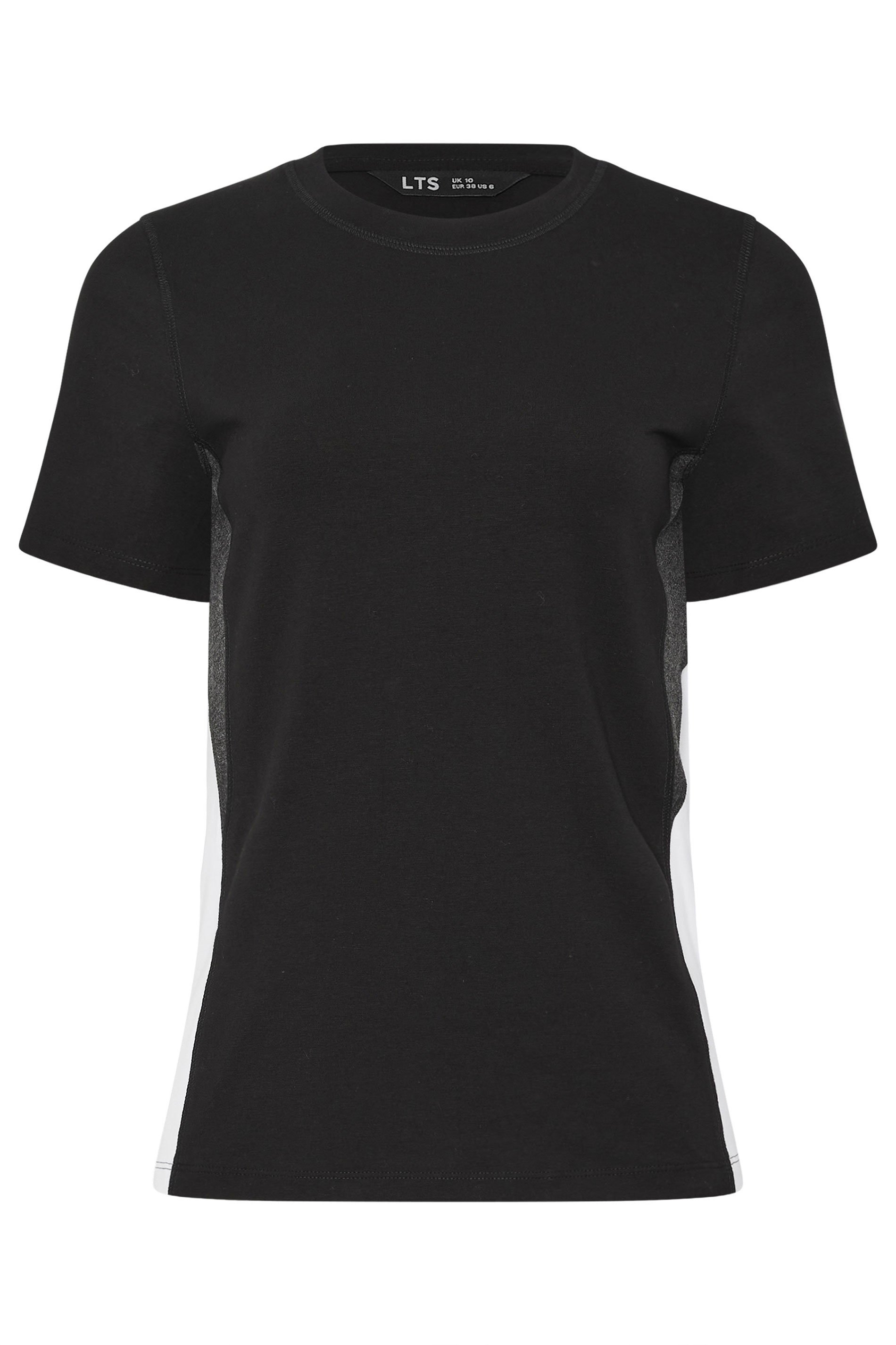 LTS Tall Women's Black Active Colour Block Short Sleeve Top | Long Tall Sally 1