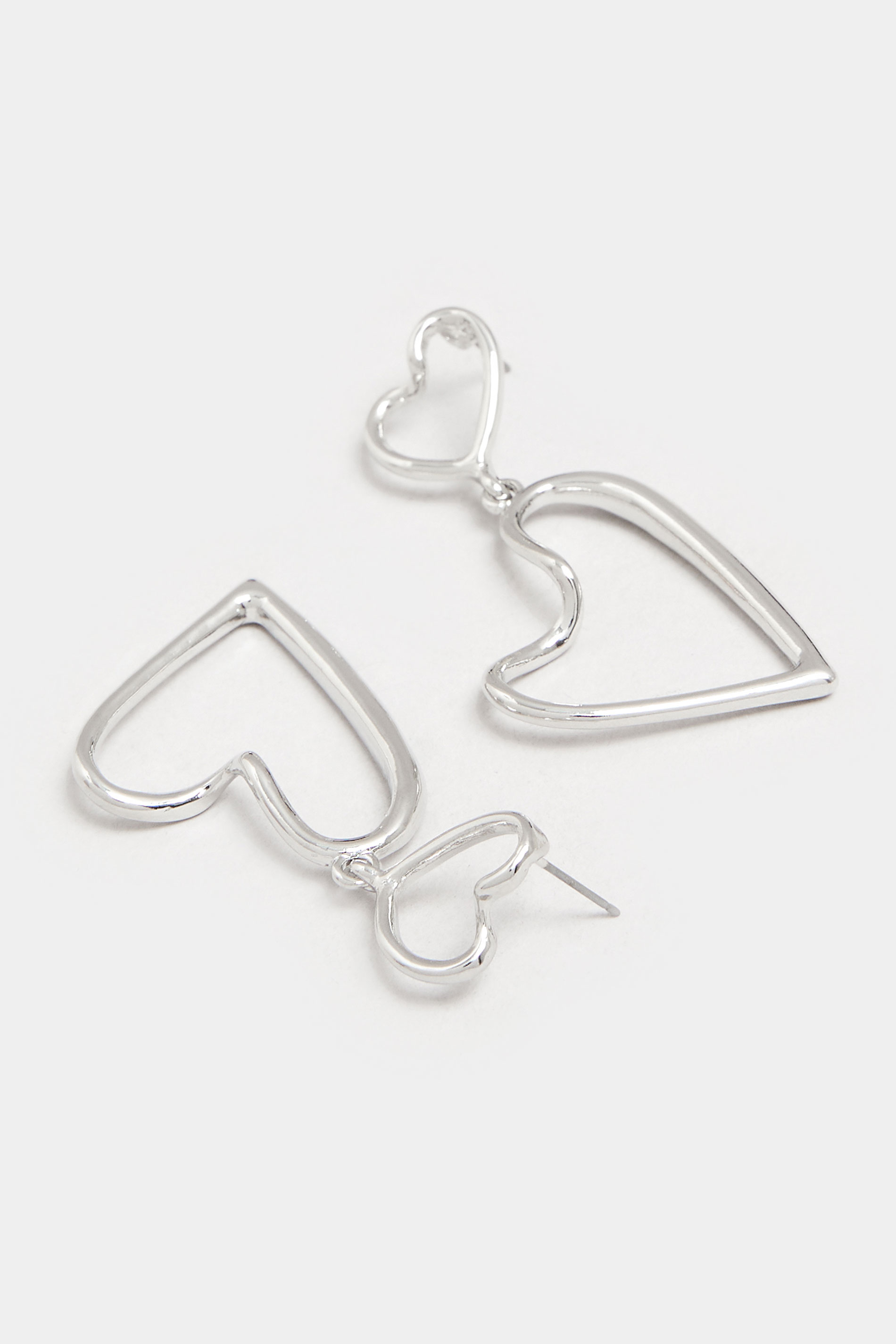 Silver Tone Heart Drop Earrings | Yours Clothing 2