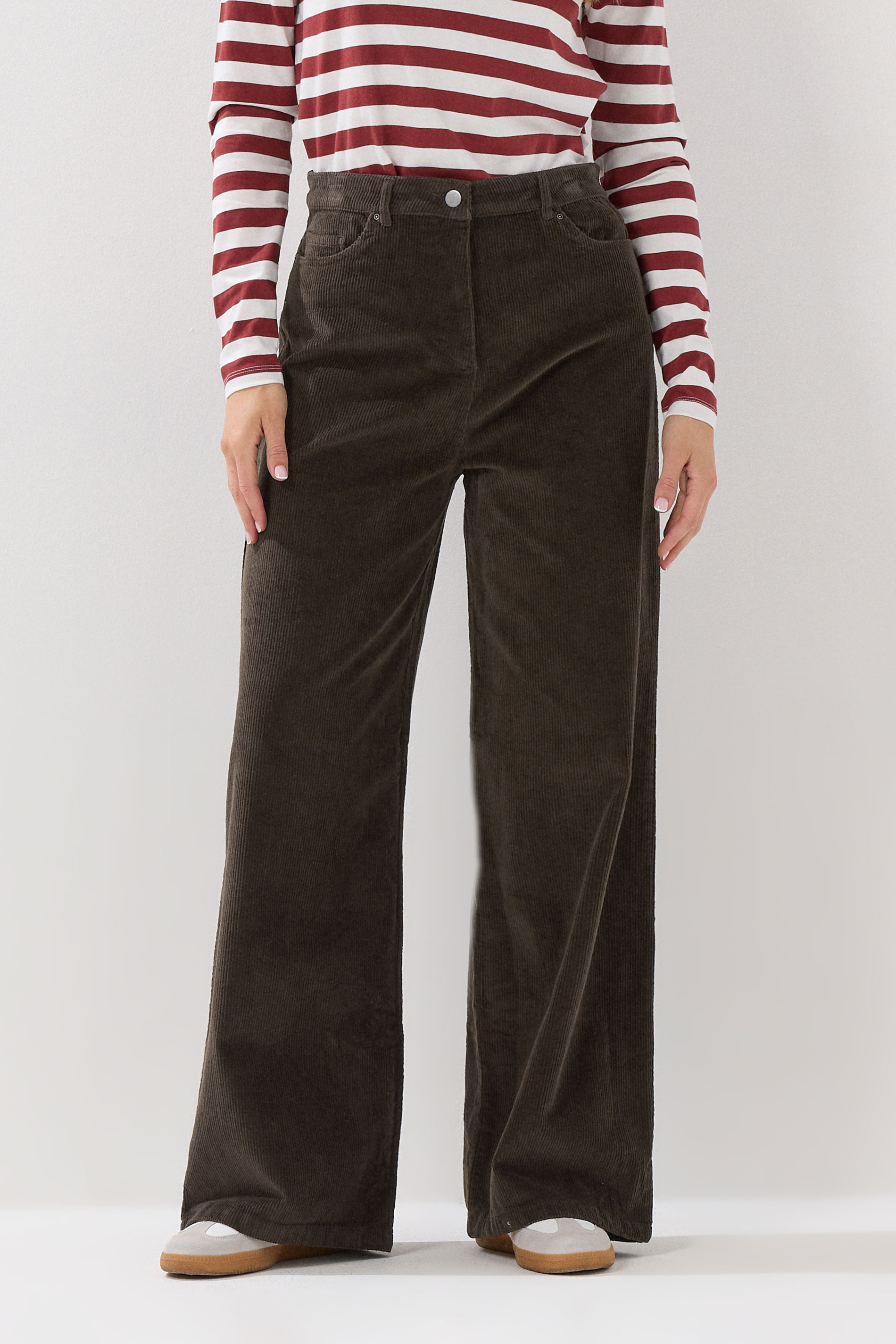 LTS Tall Chocolate Brown Cord Wide Leg Trousers | Long Tall Sally 3