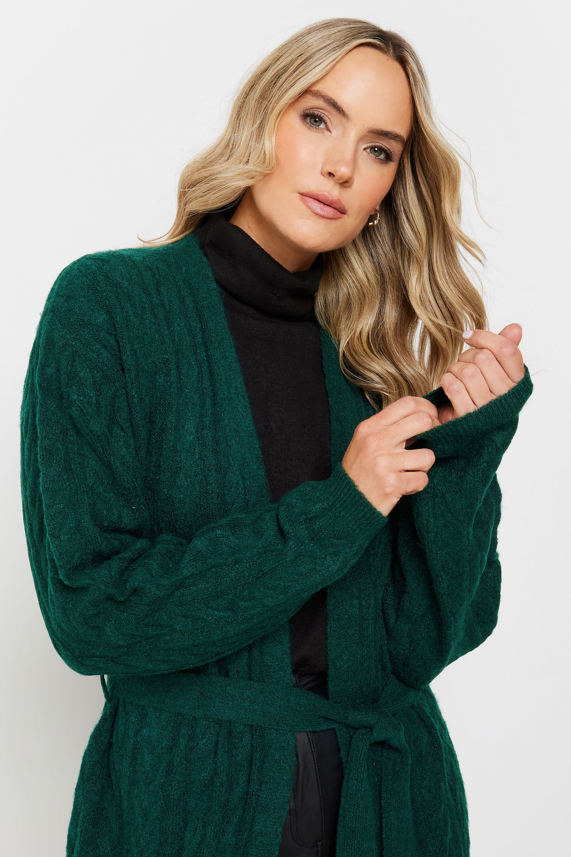 LTS Tall Emerald Green Cable Knit Midi Cardigan | Long Tall Sally 4