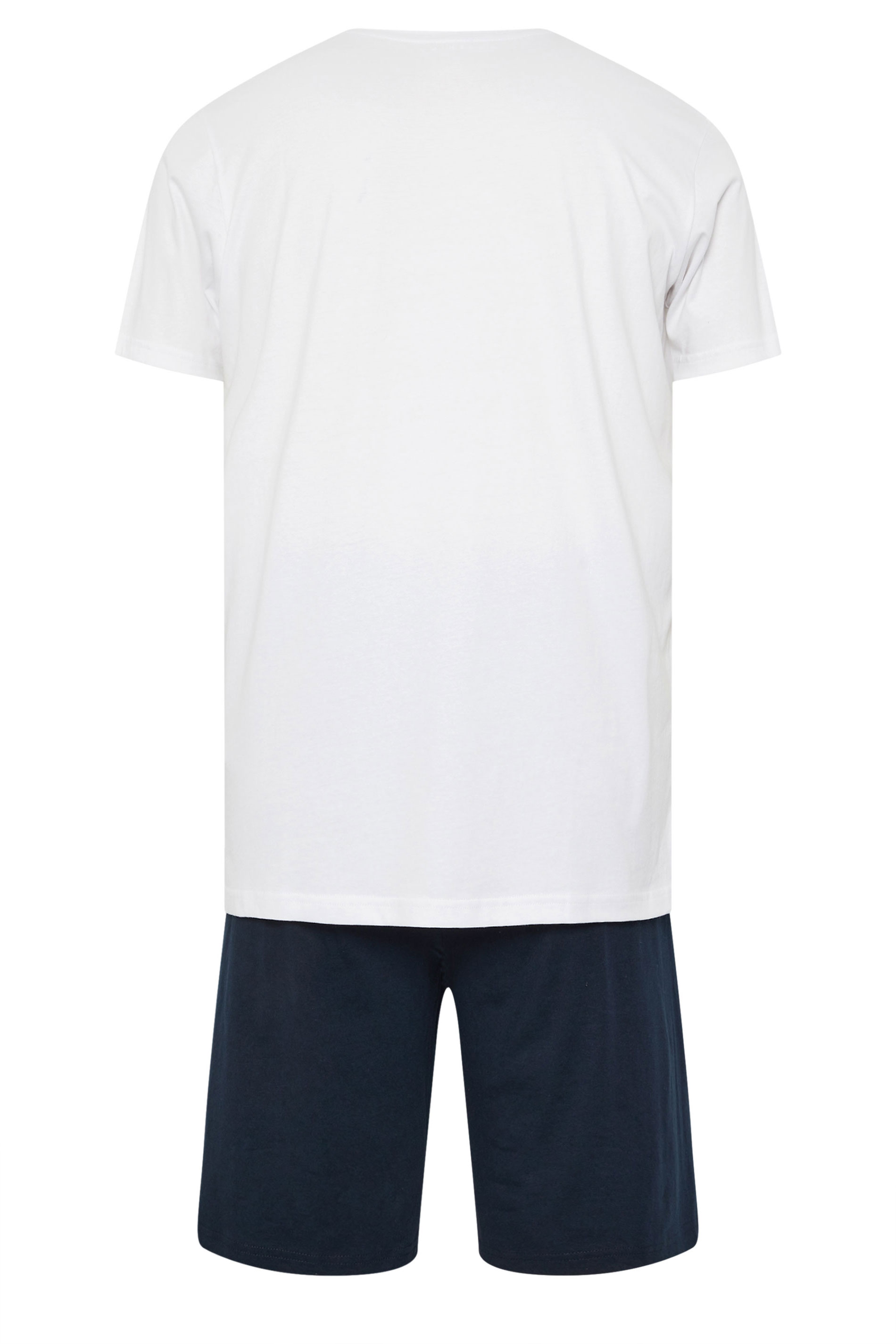 BadRhino Big & Tall White & Navy Blue Lounge Shorts & T-Shirt Set | BadRhino 7