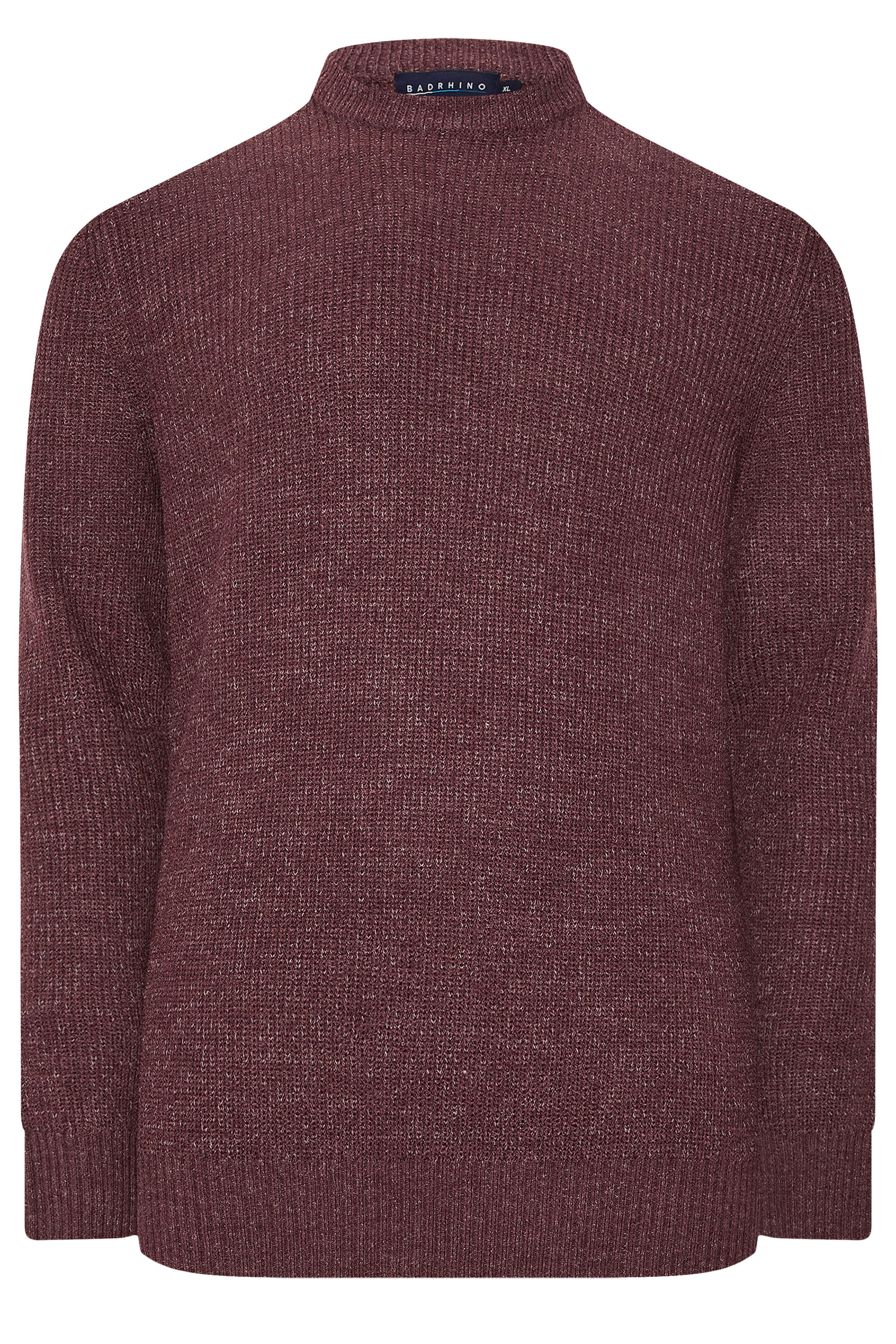 BadRhino Big & Tall Burgundy Red Crew Neck Knitted Jumper | BadRhino 5